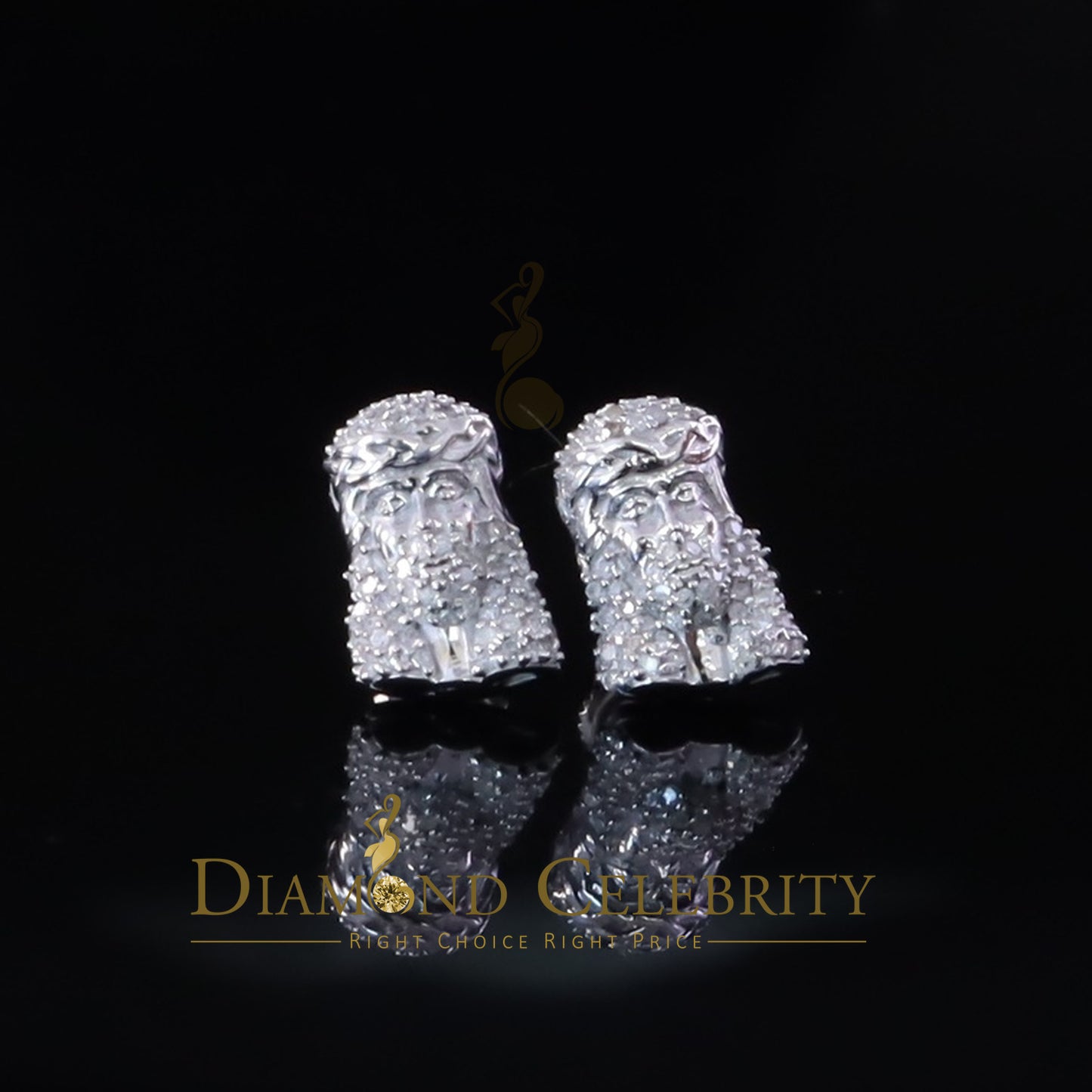 DiamondCelebritees Small 0.25ct Diamond 925 Silver White 6.50MM Men's & Women Jesus Stud Earring