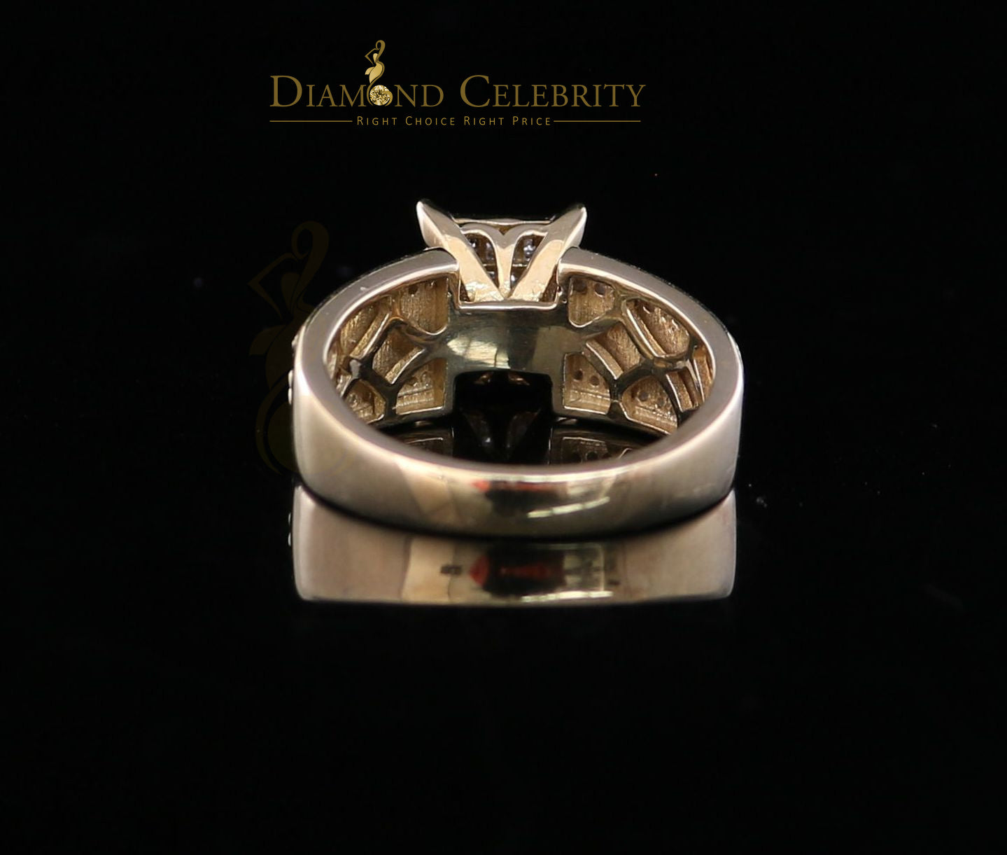 DiamondCelebritees Real Diamond 0.50 CT 925 Silver Yellow Shiny Womens Square Engagement Ring SZ 8