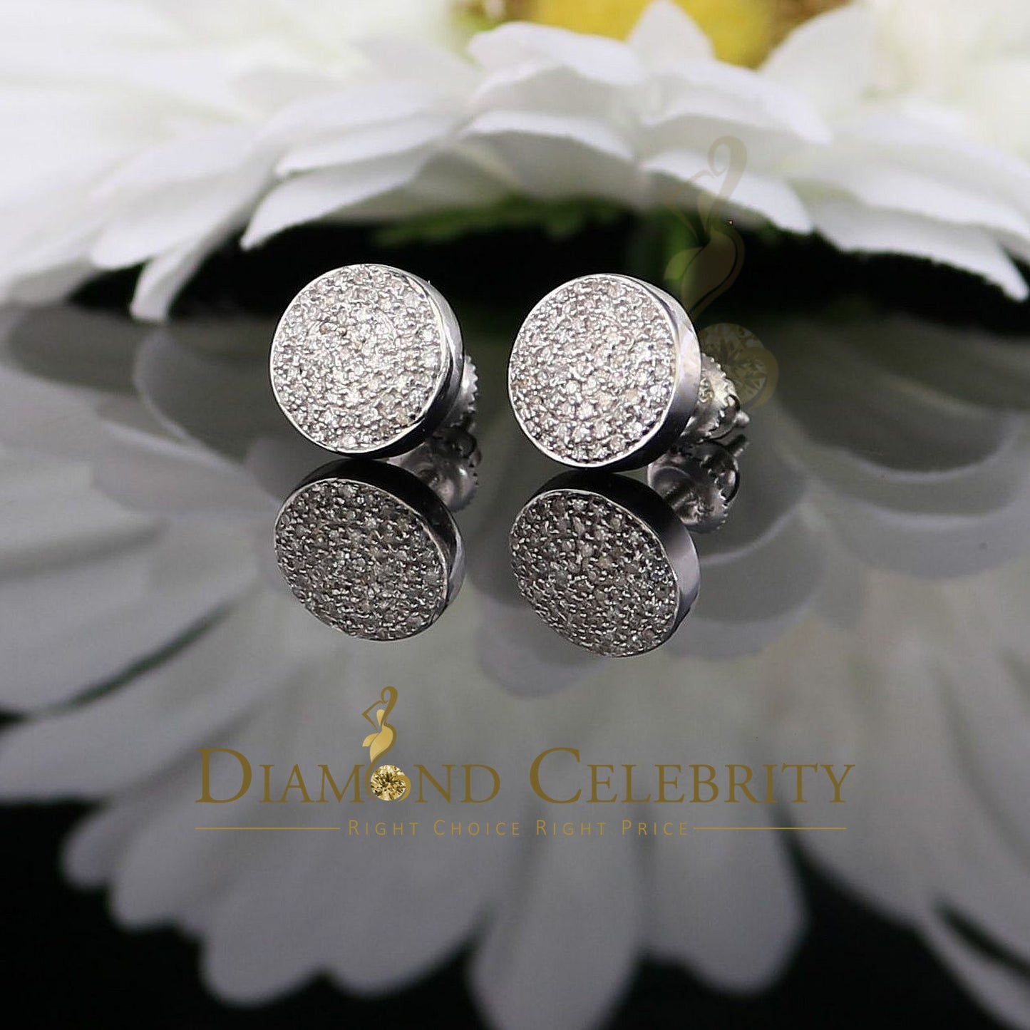 DiamondCelebritees 0.33ct Diamond Stud Earrings For Women White 925 Silver Stud For Men ears