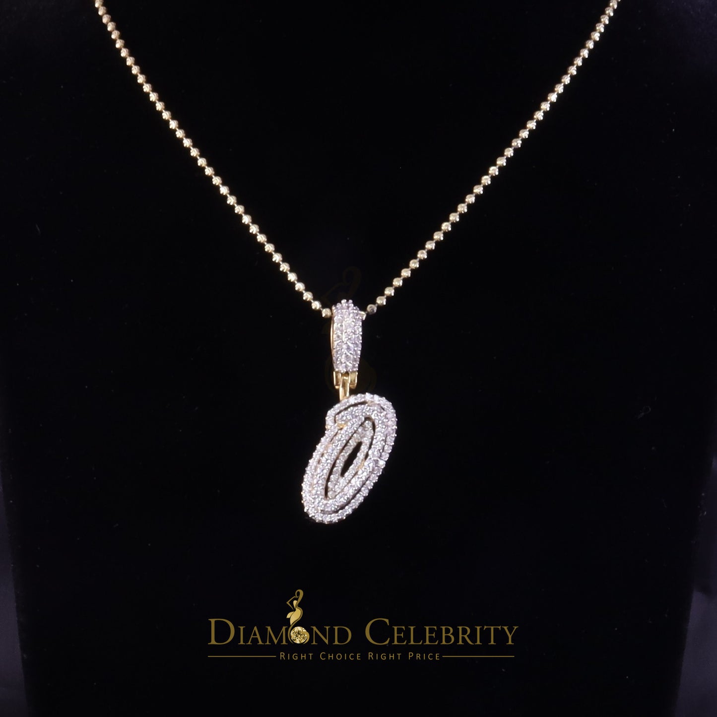 DiamondCelebritees Yellow Cursive 3D Alphabet Shape 925 Sterling Silver Cubic Zirconia Pendant