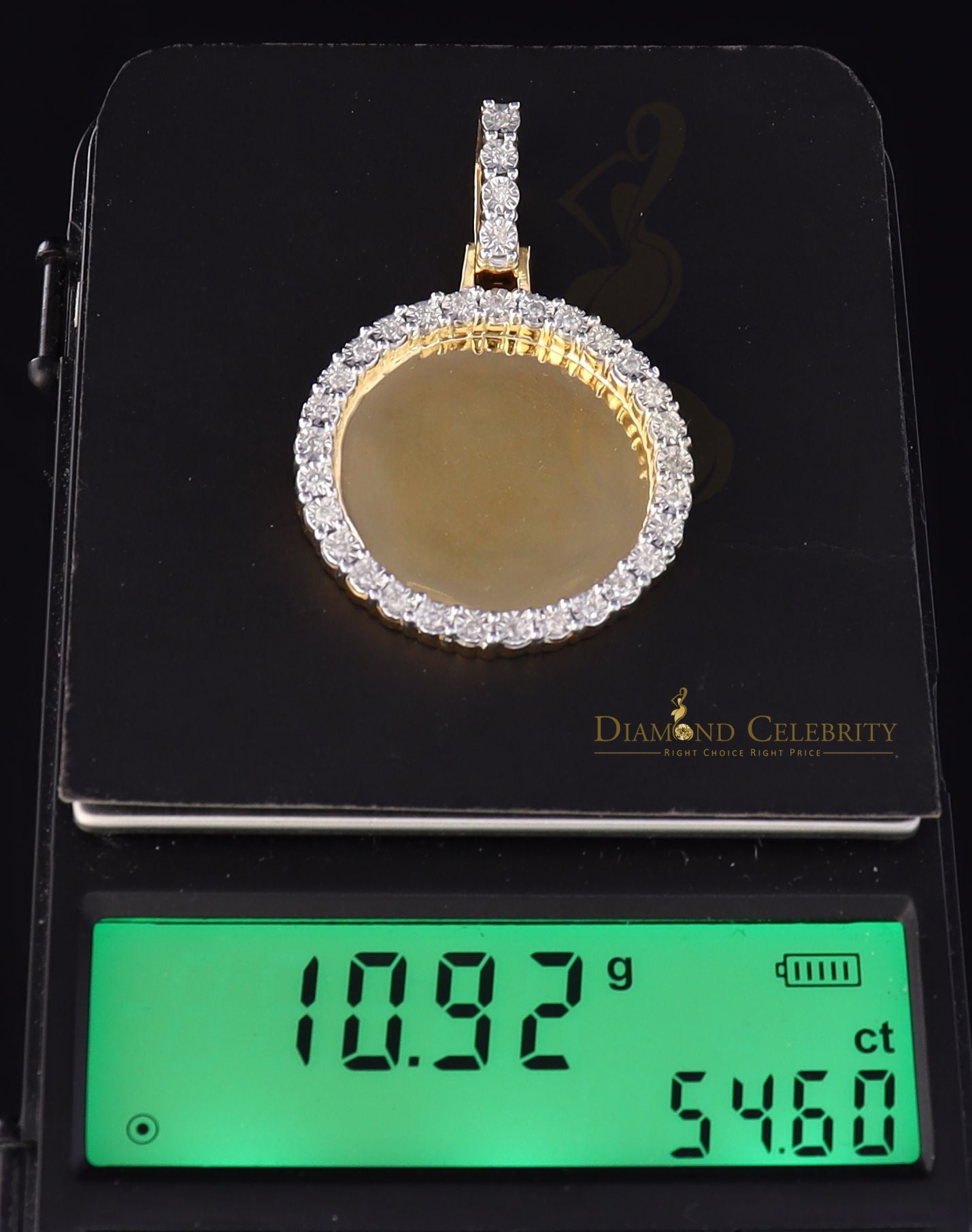 DiamondCelebritees Real 0.66ct Diamond Sterling Silver 1.25" PICTURE Charm Fashion Yellow Pendant