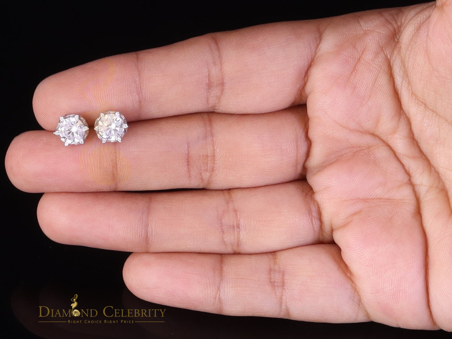 Diamondcelebritees Men's/Womens 925 Silver White 1.50 ct VVS 'D' Moissanite Round Stud Earrings