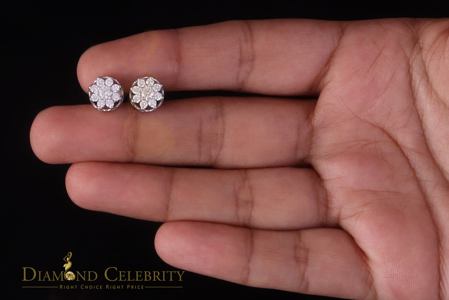 Diamondcelebritees Men's & Womens 925 Silver White 0.75ct VVS 'D' Moissanite Round Stud Earrings