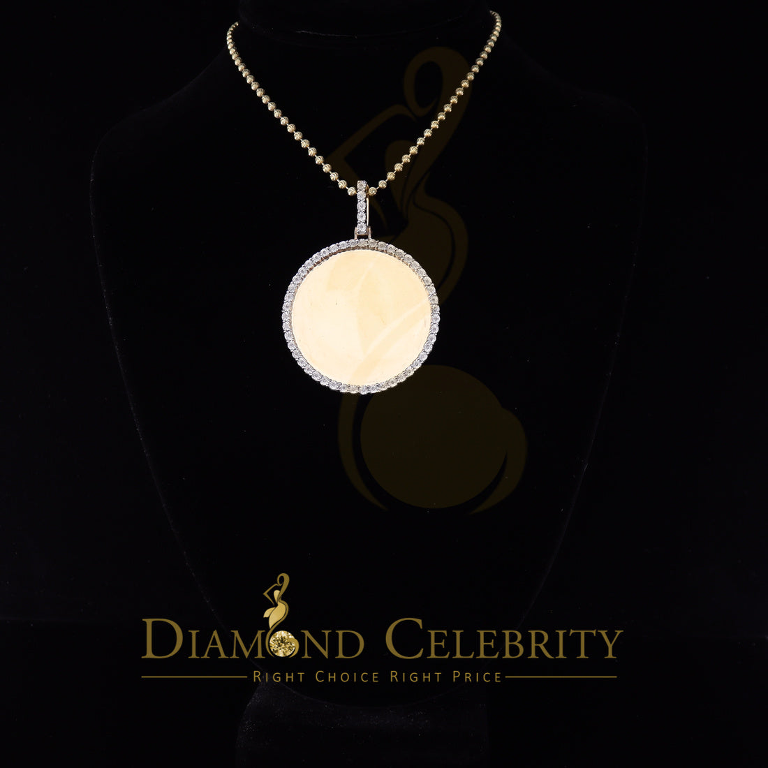 DiamondCelebritees Real 0.25ct Diamond 925 Sterling Silver 2" PICTURE Charm Fashion Yellow Pendant