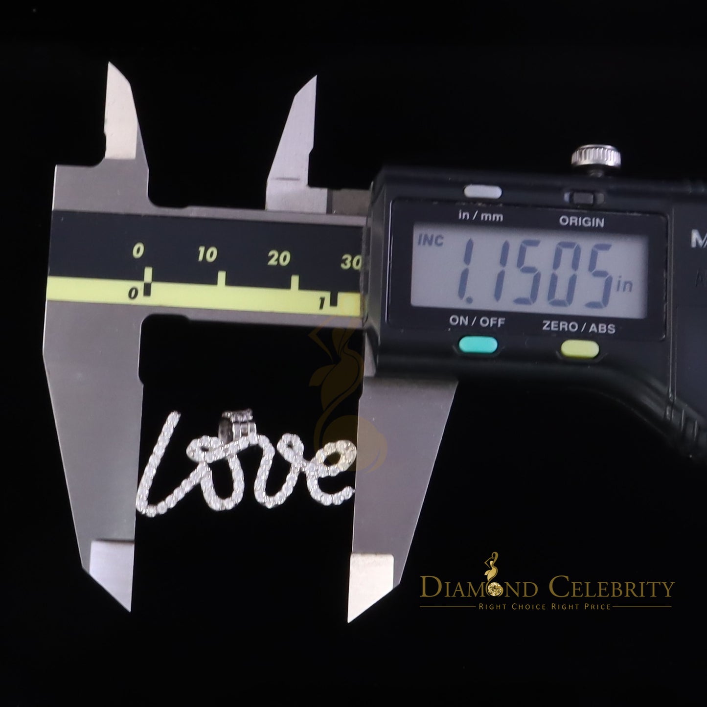 DiamondCelebritees Fancy 925 White Sterling Silver with LOVE Shape Pendant 1.75ct Cubic Zirconia