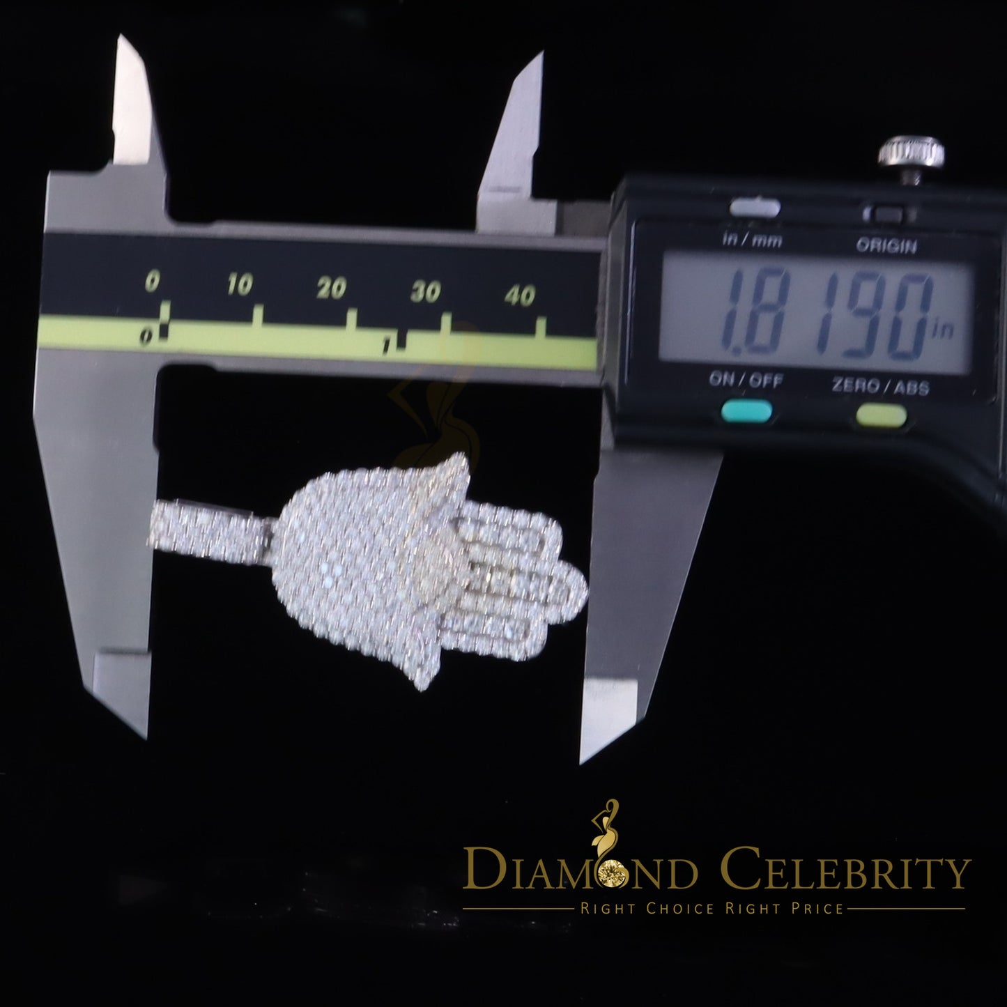 Diamondcelebritees Charm Hamsa Pendant 3.0ct VVS D Moissanite White Sterling Silver Men's & Women's