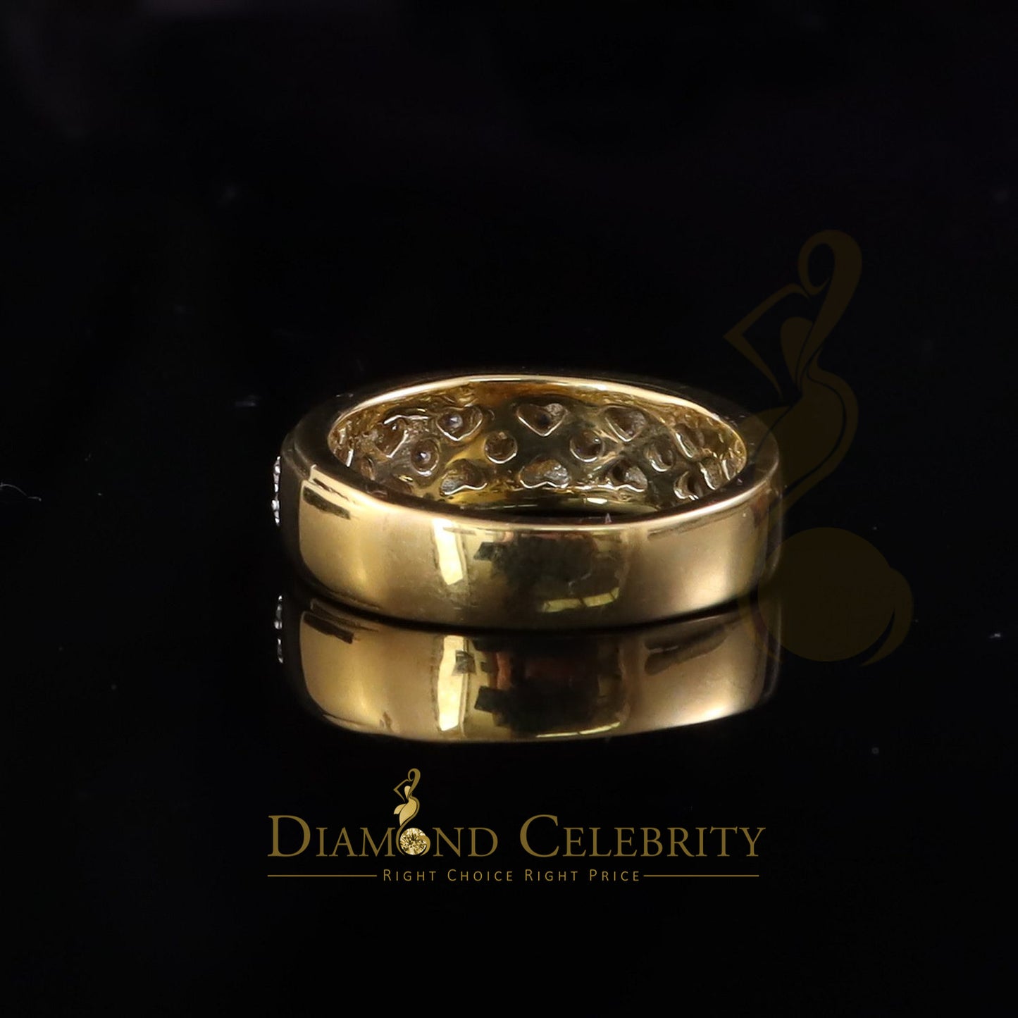 DiamondCelebritees Men's 1.25ct Cubic Zirconia Yellow Silver Round Adjustable Ring From SZ 9 to 11