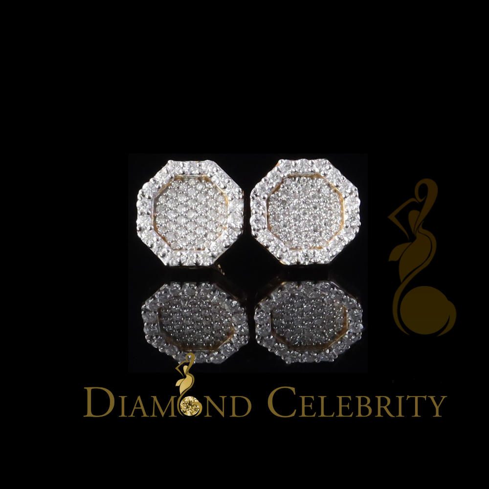 DiamondCelebritees 925 Yellow Silver 1.00ct VVS 'D' Moissanite Octagone Stud Earring Men's/Womens