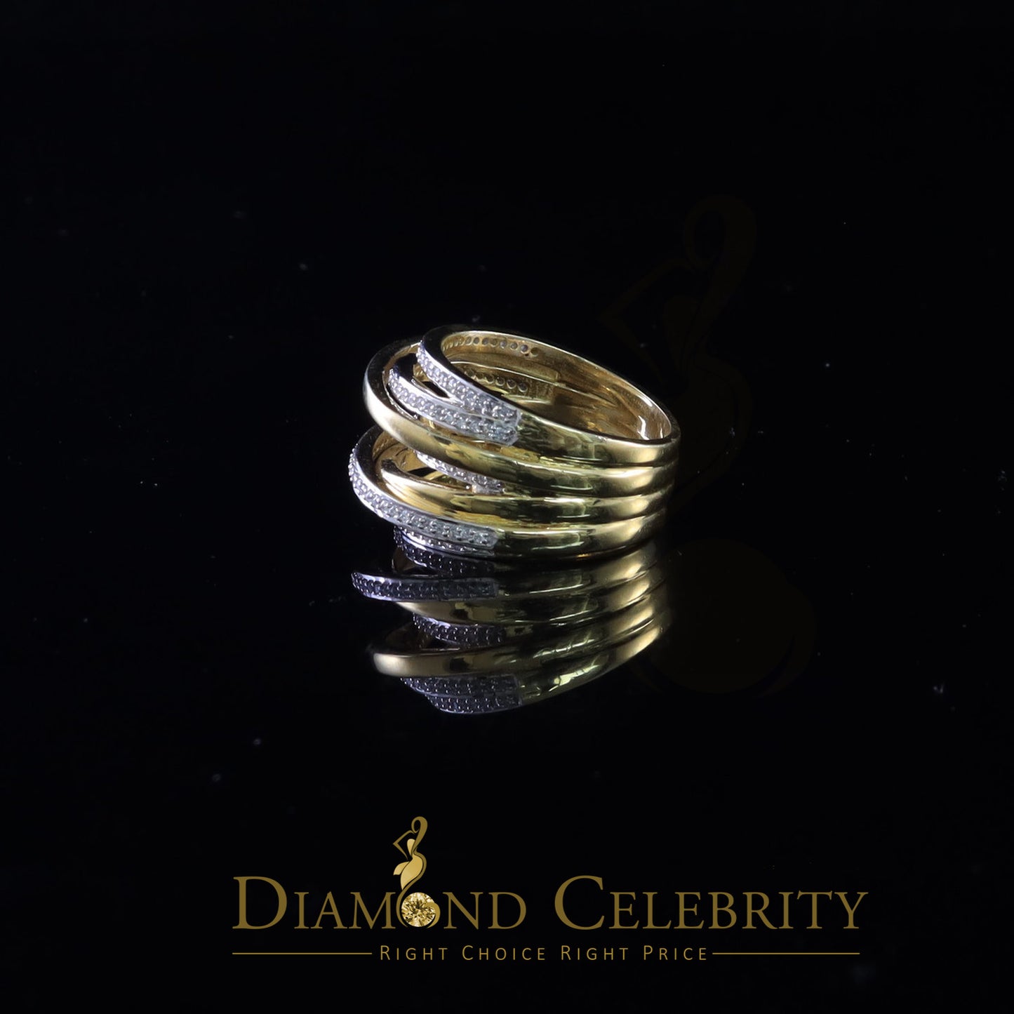 DiamondCelebritees 1.50 ct 925 Sterling Yellow Silver Cubic Zirconia Cocktail Womens Ring Size 9.5