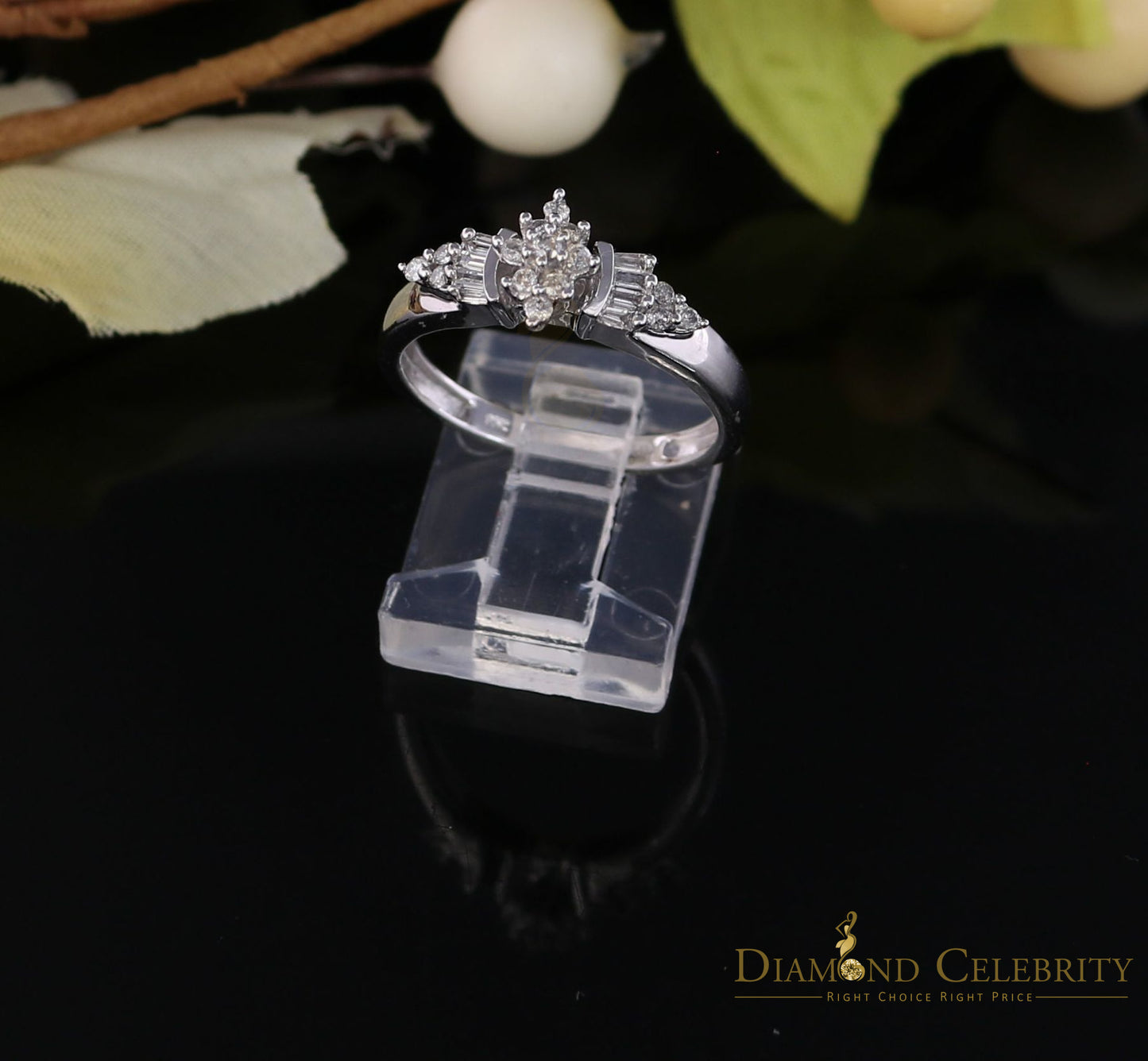DiamondCelebritees Real 10k White Gold with 0.25CT Real Diamond Womens Diamond shape Ring Size 7