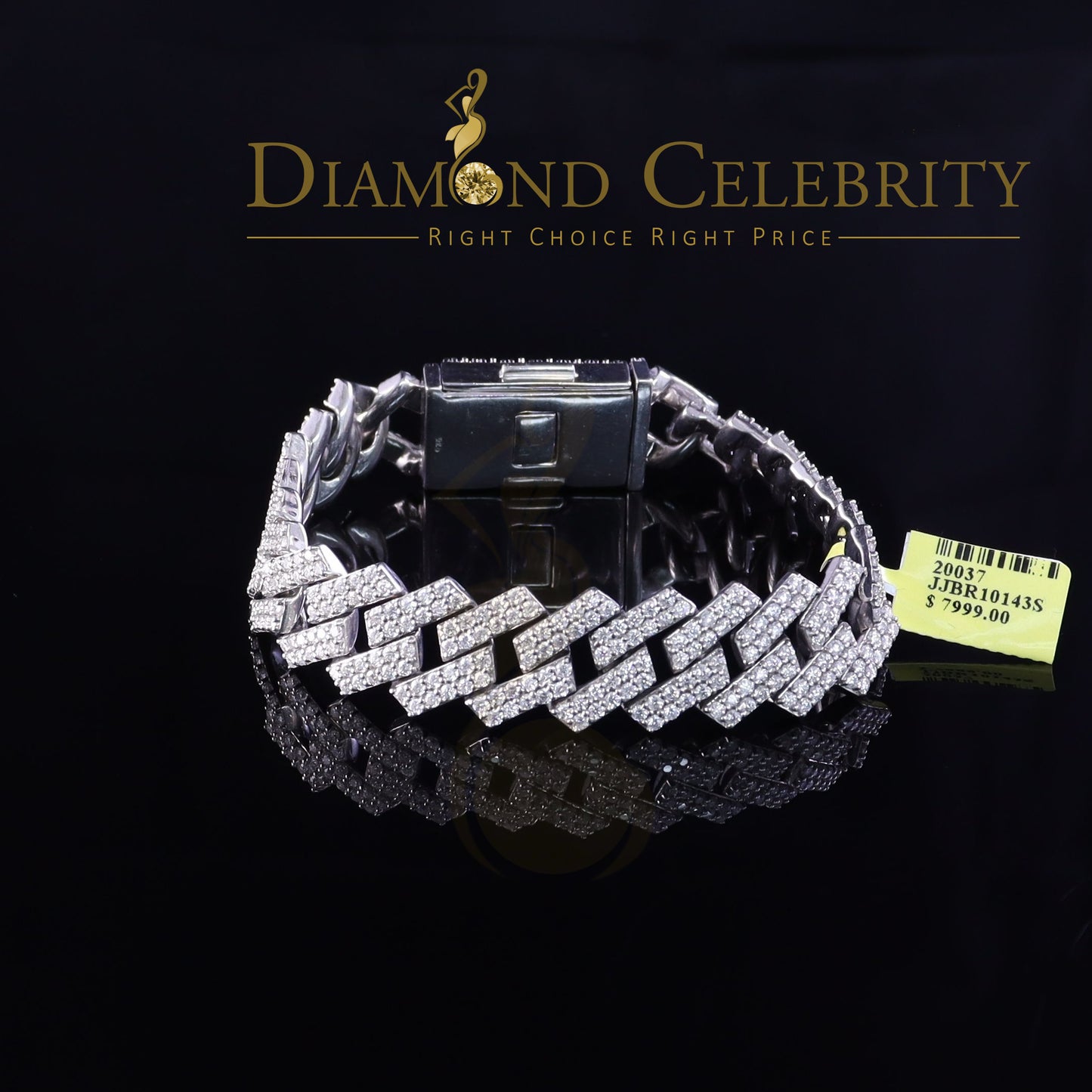Diamondcelebritees Manoco Men's Bracelet 925 Silver White 16ct Moissanite size 8.5inch & Width 16mm