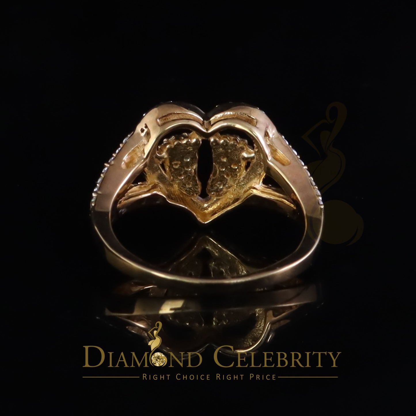 DiamondCelebritees 925 Moissanite Mom Yellow Heart Child feet 1.00ct VVS D Silver Ring Size 8 Women
