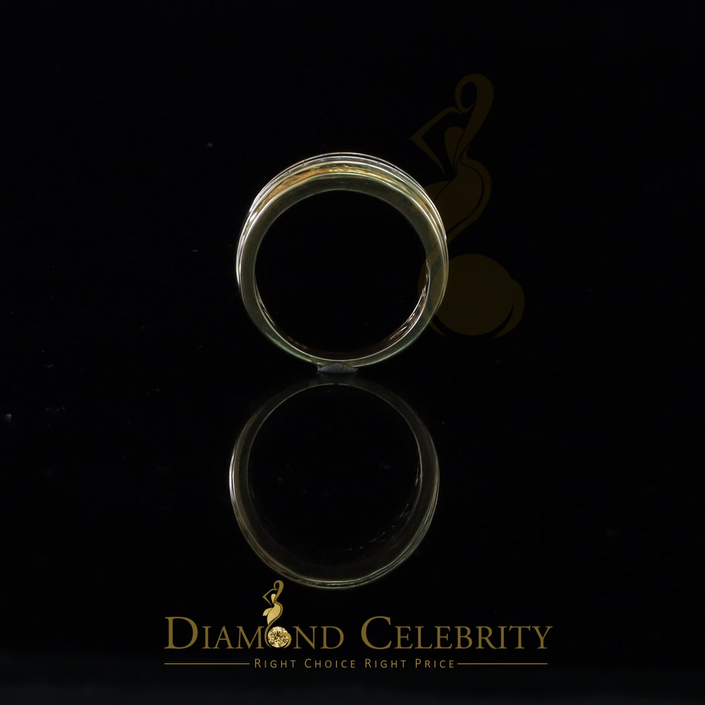 DiamondCelebritees Men's 0.50ct Cubic Zirconia Yellow 925 Sterling Silver Round Ring Size 10