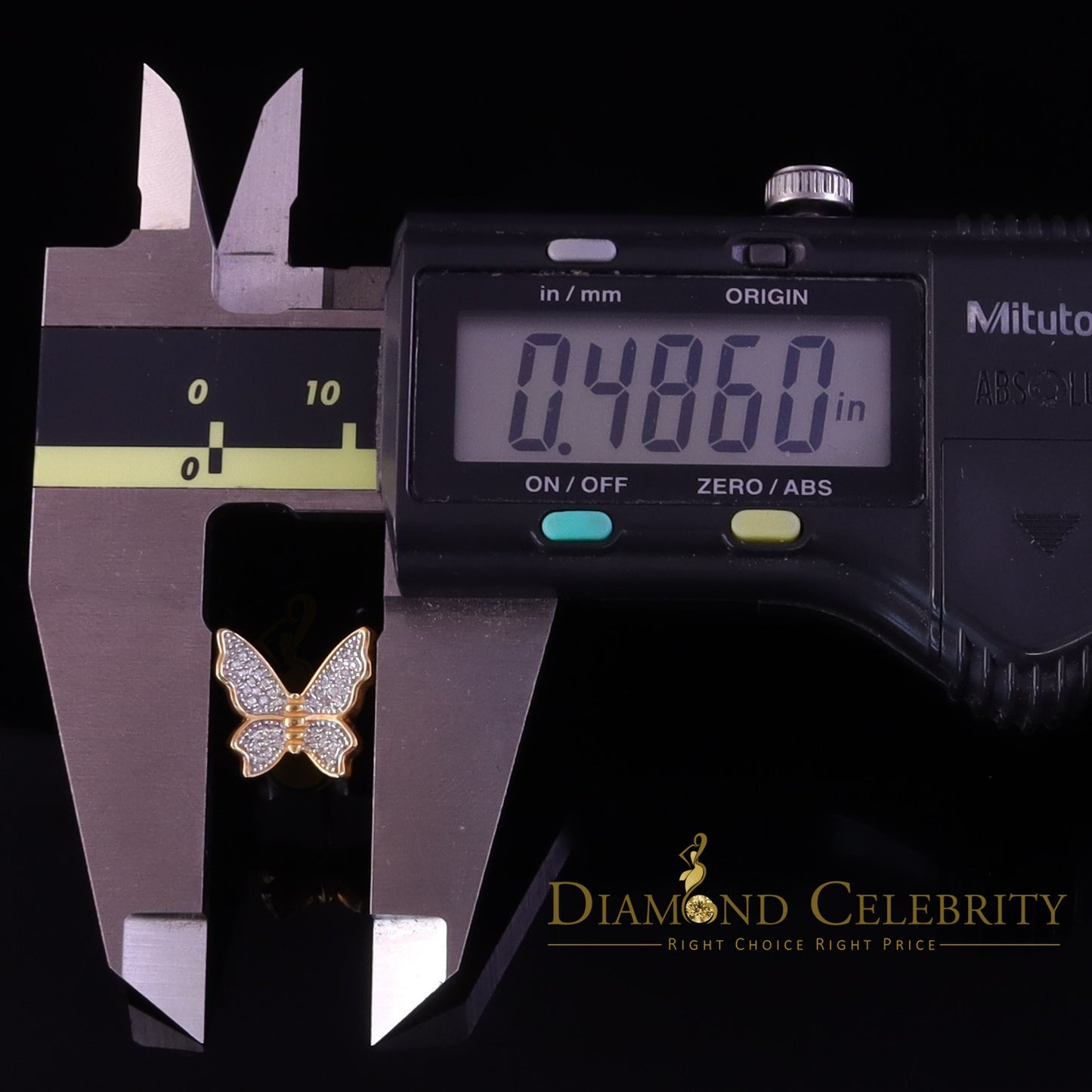 DiamondCelebritees Butterfly Stud Earrings Yellow 925 Sterling Silver Women's 0.50ct Cubic Zirconia