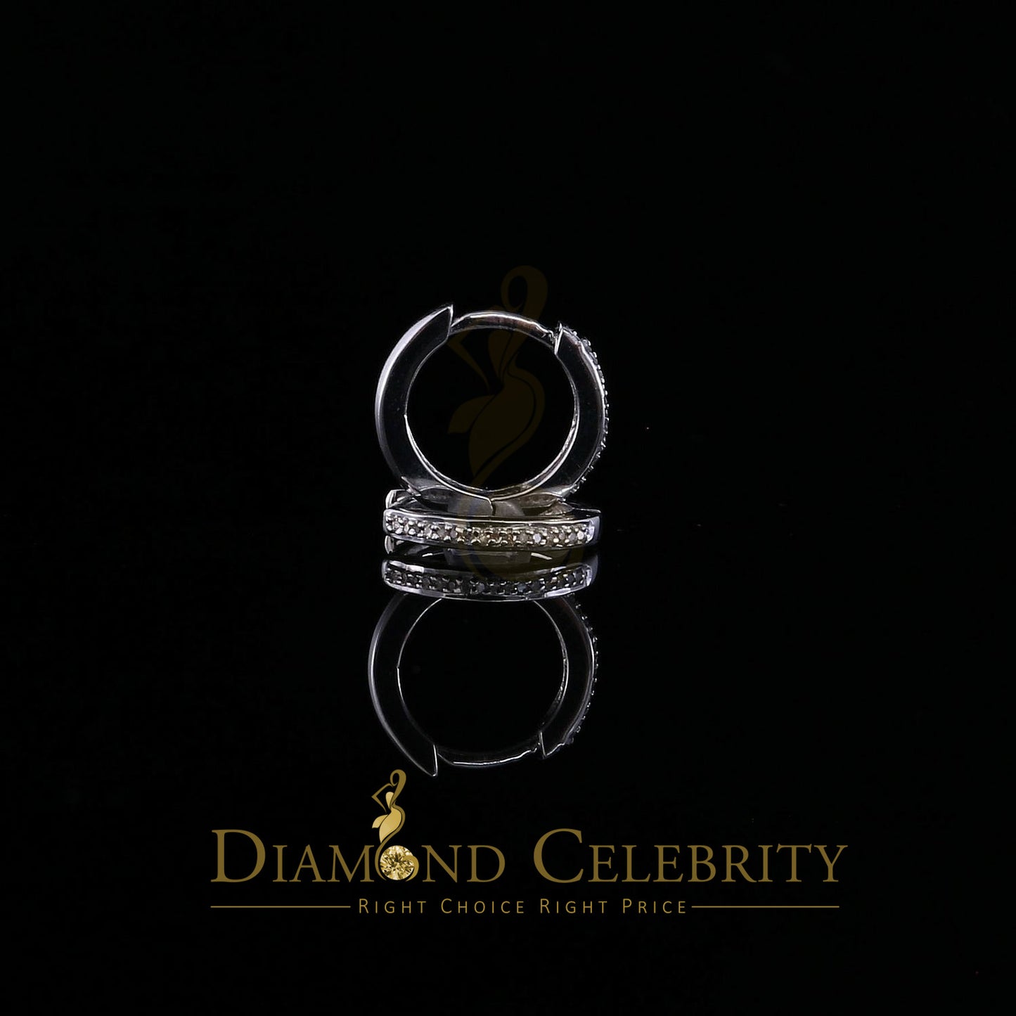 DiamondCelebritees 0.10ct Diamond 925 Sterling Silver White Hoop Stud Earrings For Men's / Women's
