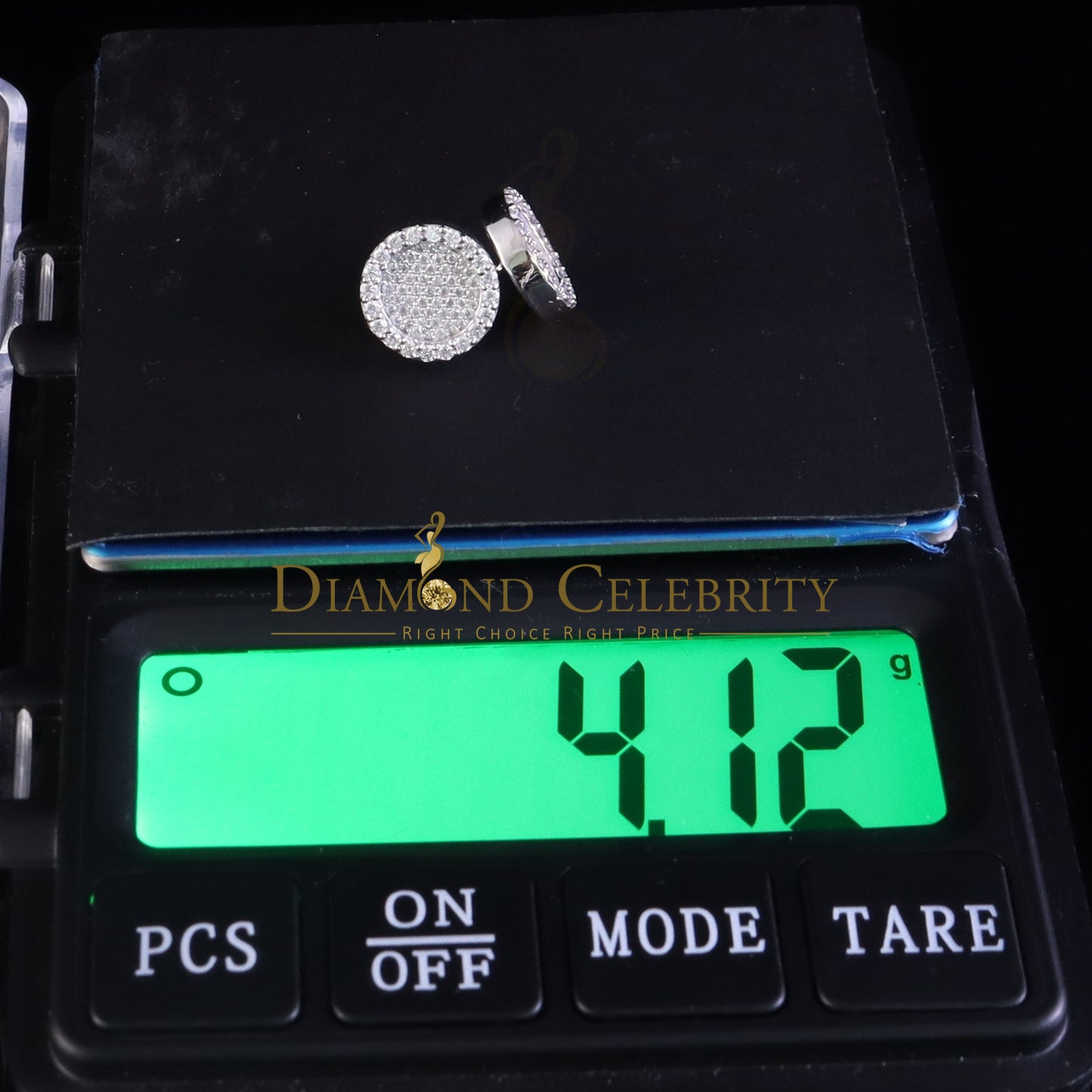 Diamondcelebritees 925 White Silver 1.00ct VVS 'D' Moissanite Round Stud Earring Men's/Womens