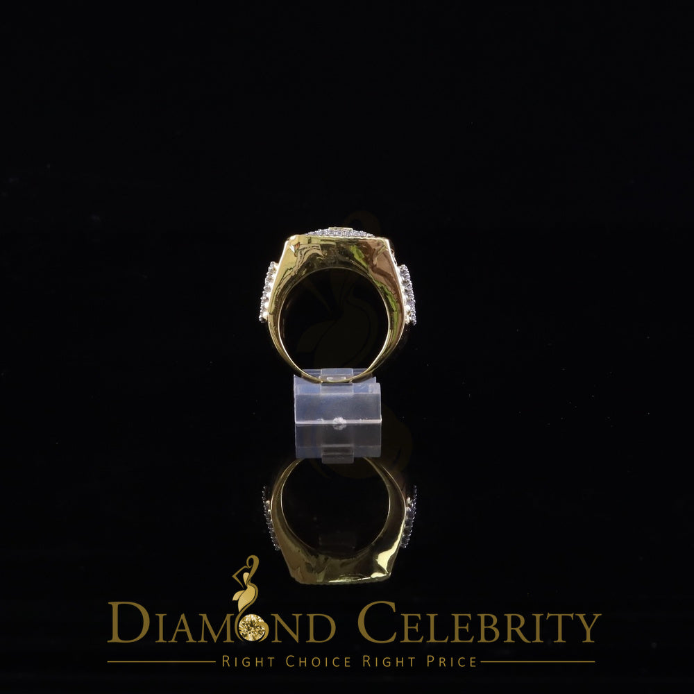 DiamondCelebritees Sterling Yellow Silver 3.00ct VVS 'D' Moissanite Square Rings Size 10 for Men's