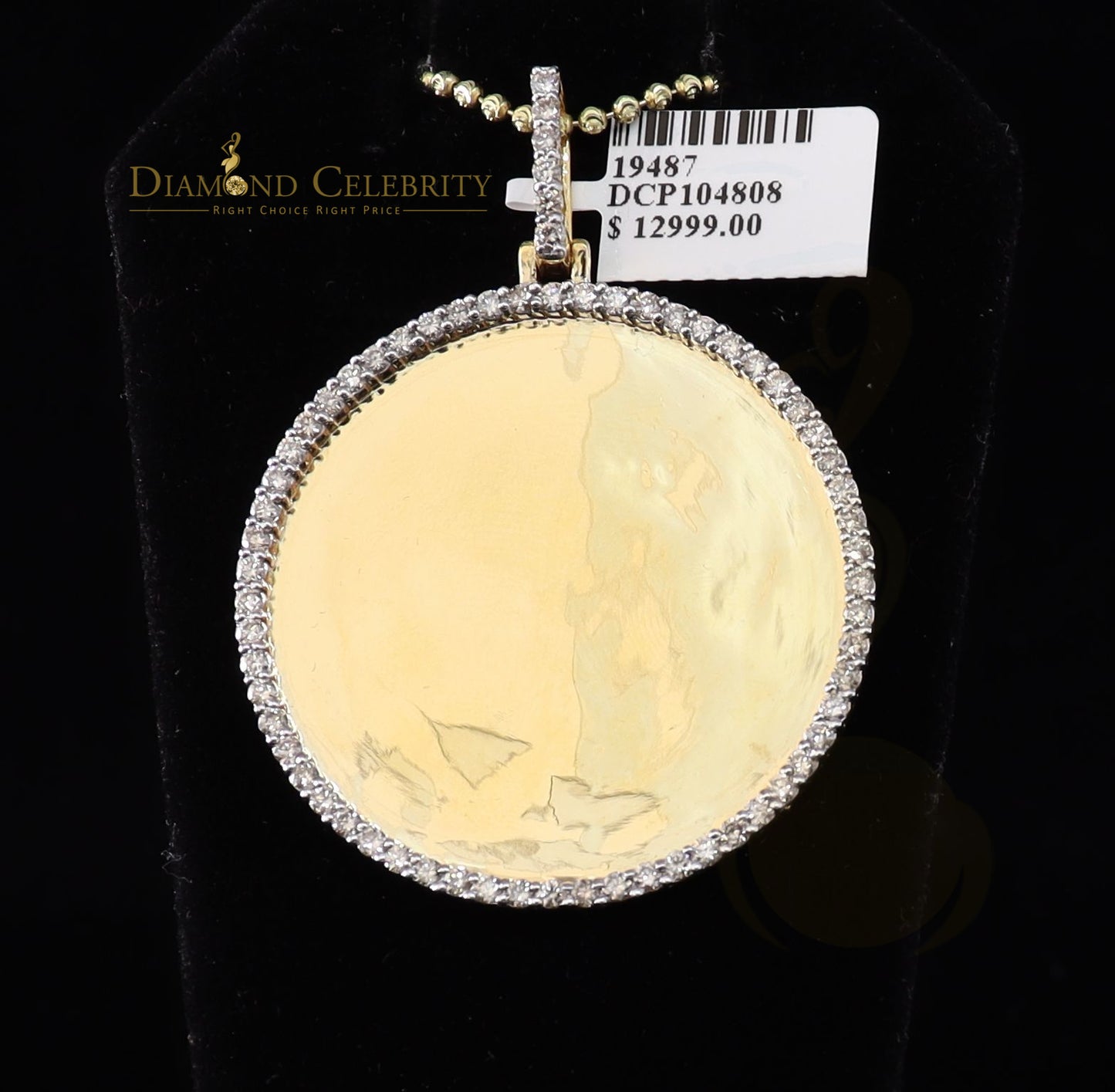 DiamondCelebritees 1.75" Round Picture Pendant 2.00CT Genuine Diamonds and 10K Real Yellow Gold