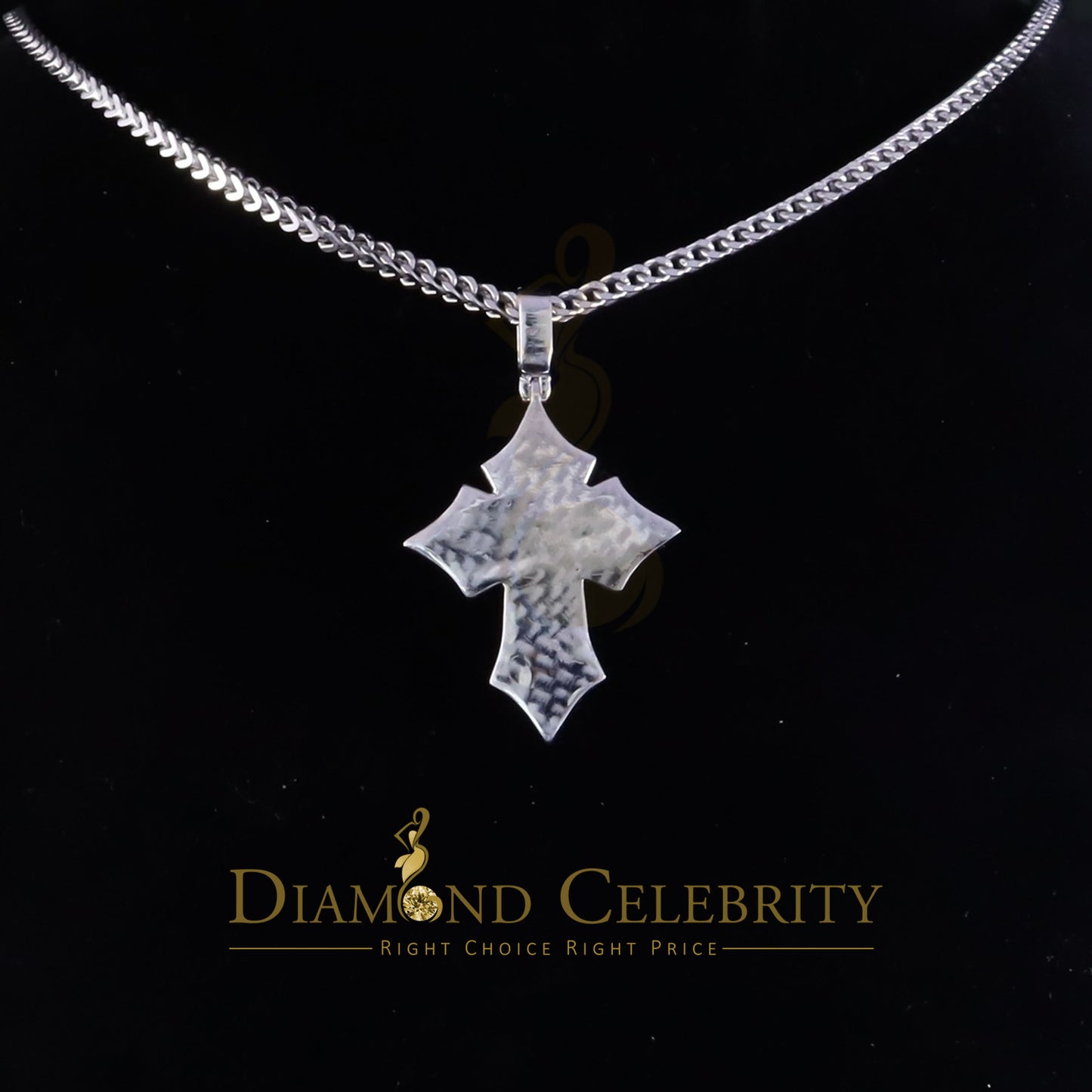 Diamondcelebritees Charm CROSS Pendant 2.50ct VVS D Moissanite White Sterling Silver Men's & Women