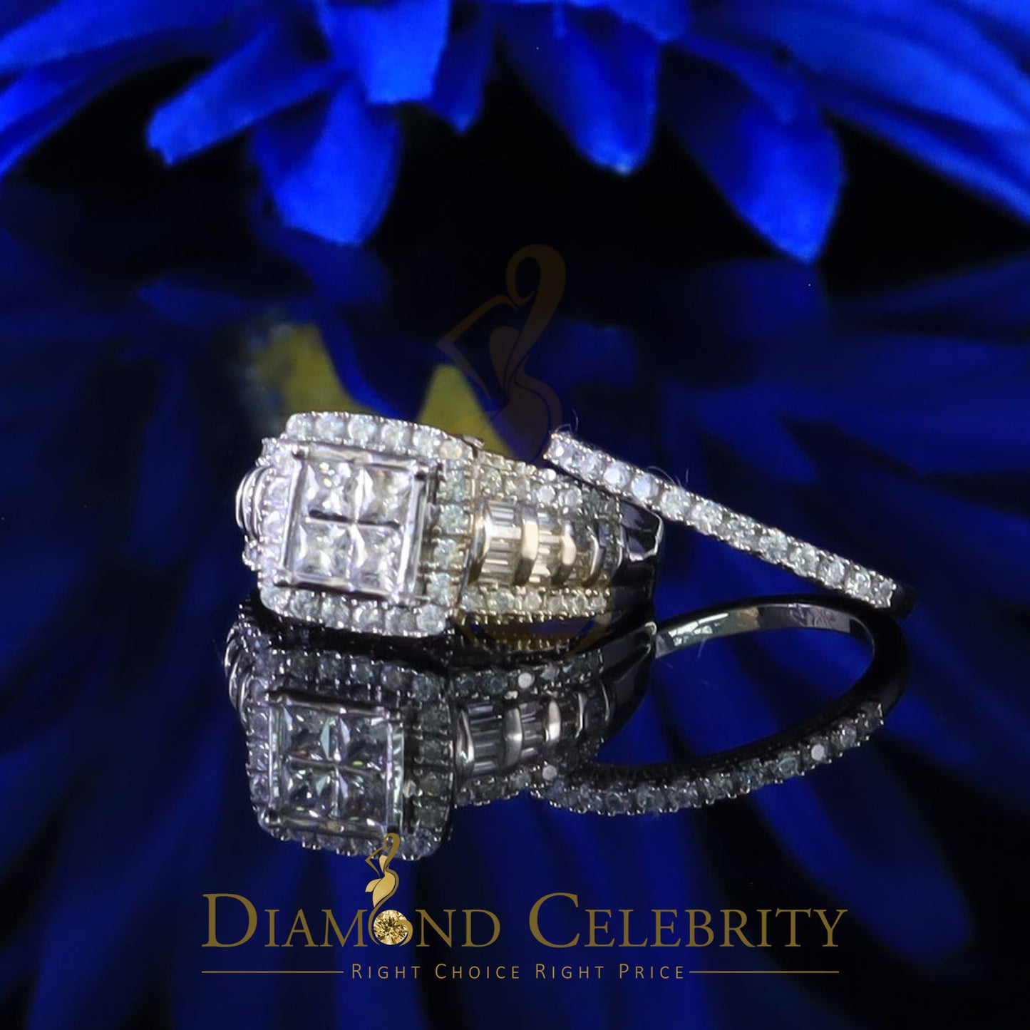 DiamondCelebritees 3.89ct Cubic Zirconia Sterling White Silver Square Engagement Womens Ring Size 7