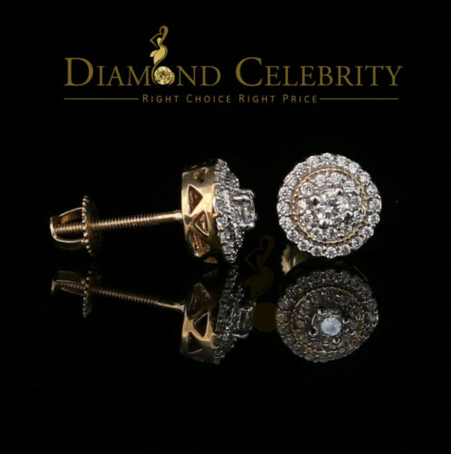 DiamondCelebritees Yellow Sterling Silver 0.78ct Cubic Zirconia Ladies 925 Hip Hop Round Earrings