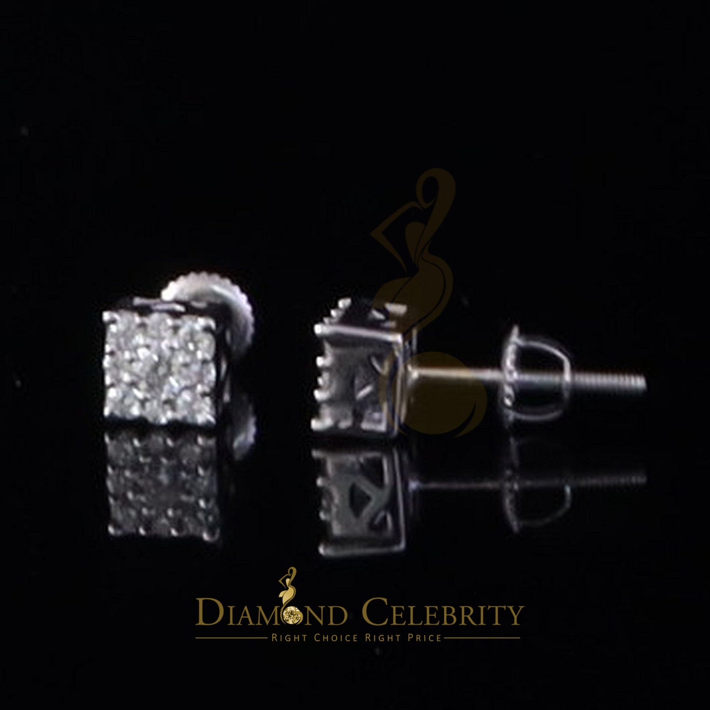 Diamondcelebritees Square Women & Men 925 Silver White 0.50ct VVS D Moissanite Square Stud Earring