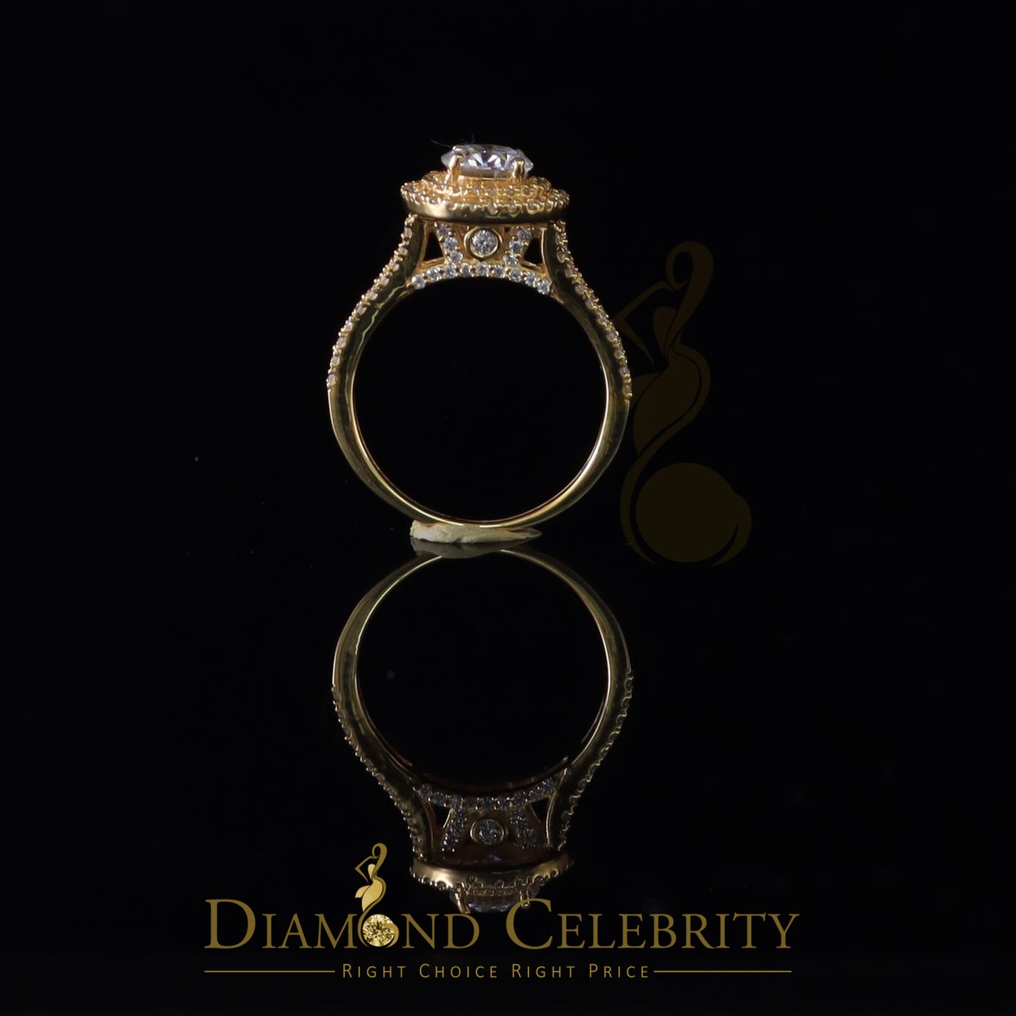 King Of Blings 10K Yellow Gold 2.00CT VVS/ D Color Round Solitaire Moissonite Womens Ring S/7