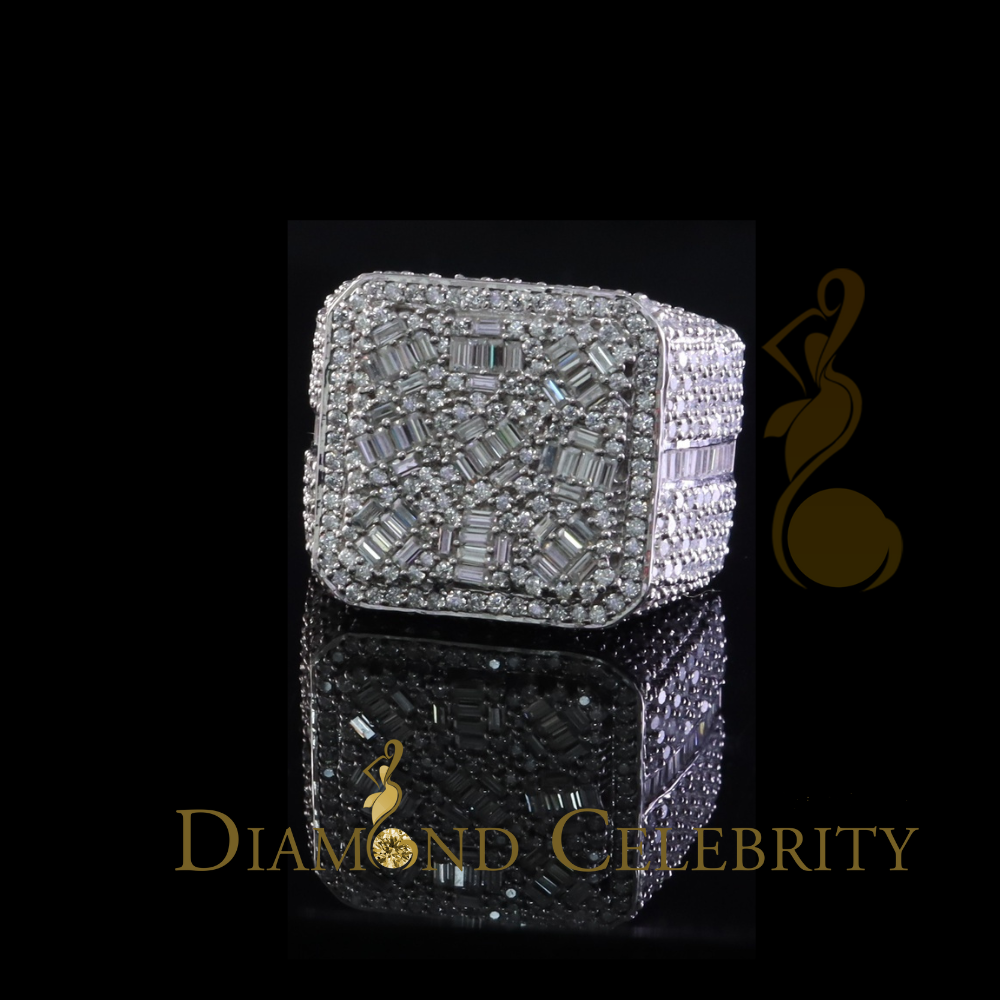 DiamondCelebritees Men's/Womens 6.50ct VVS 'D' Moissanite Stone White Silver Square Rings Size 10