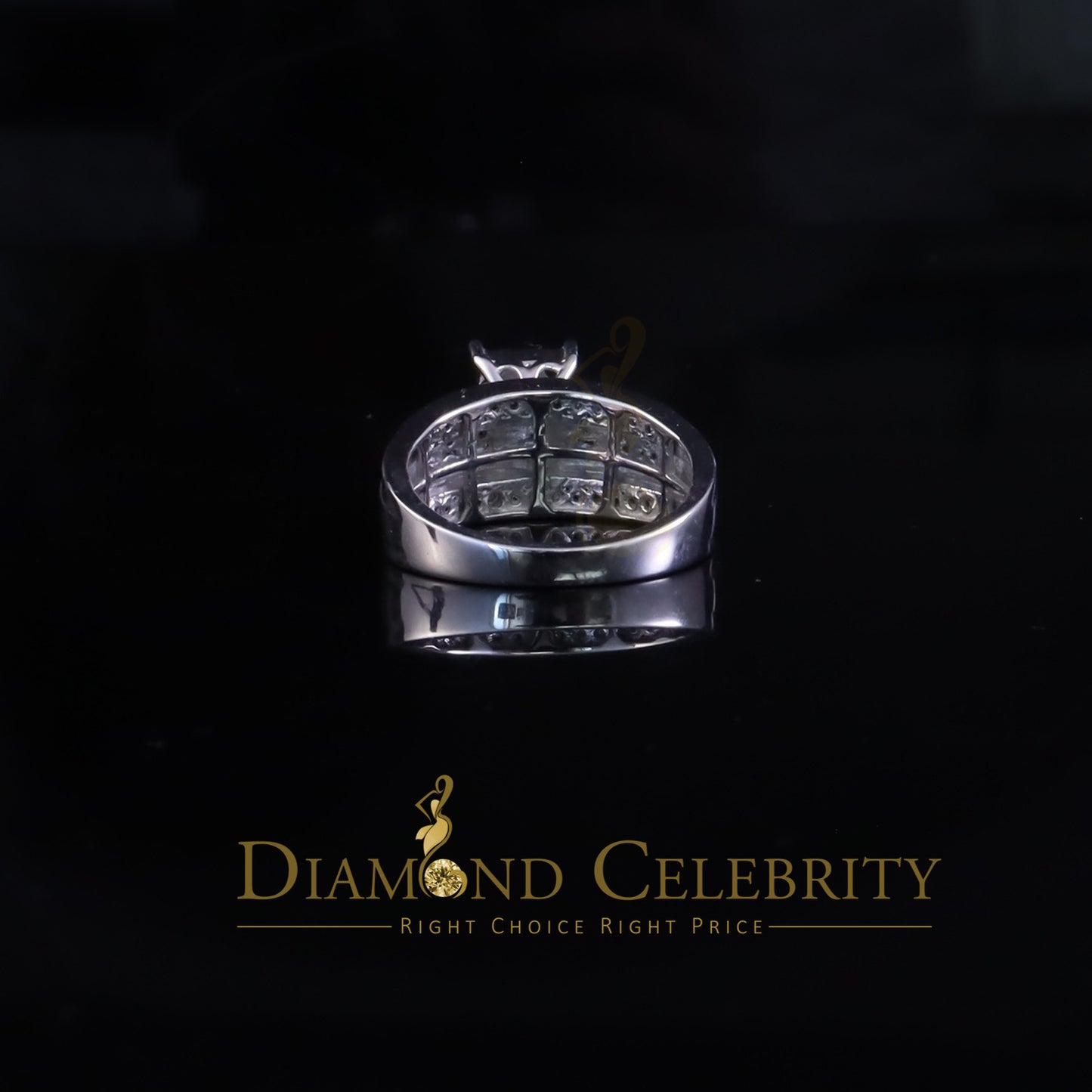 DiamondCelebritees Cinderella Rectangle Real 0.16ct Diamond 925 Silver White Womens Ring Size 8