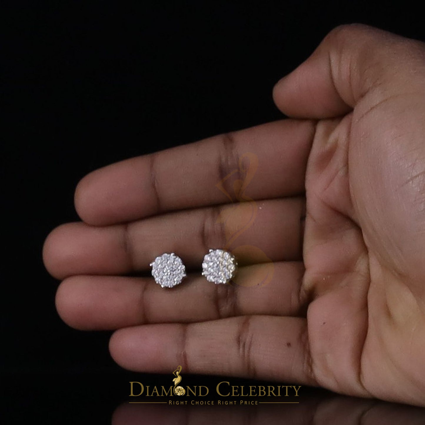 Diamondcelebritees 925 Silver White 1.00ct VVS 'D' Moissanite Round Stud Earrings for Women & Men