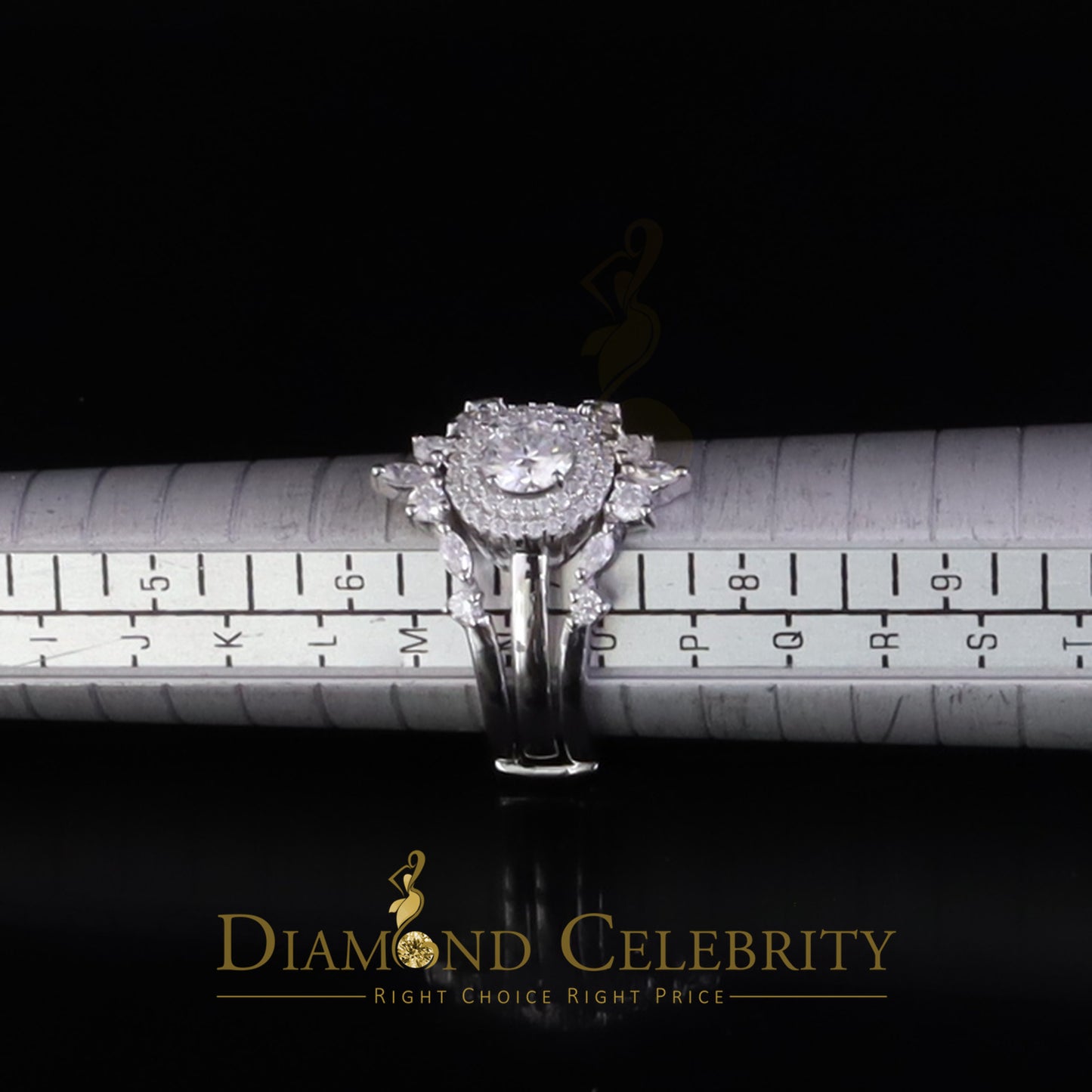 DiamondCelebritees 925 Silver Moissanite White Enhancer Round 1.66ct Wrap Insert Ring Sz7 For Women