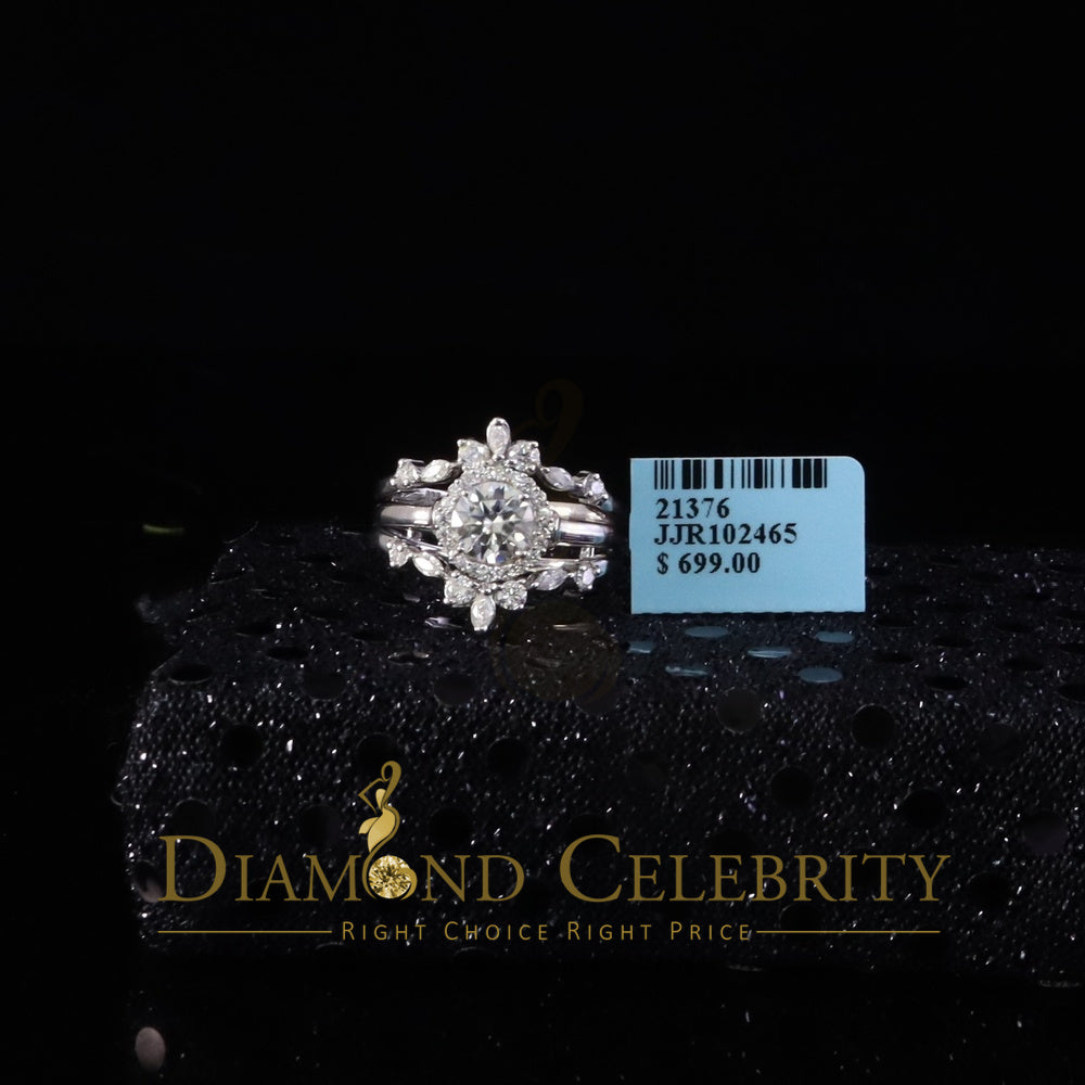 DiamondCelebritees 925 White Silver Solitaire Enhancer 1.66ct Moissanite Guard Wrap Ring Insert SZ7