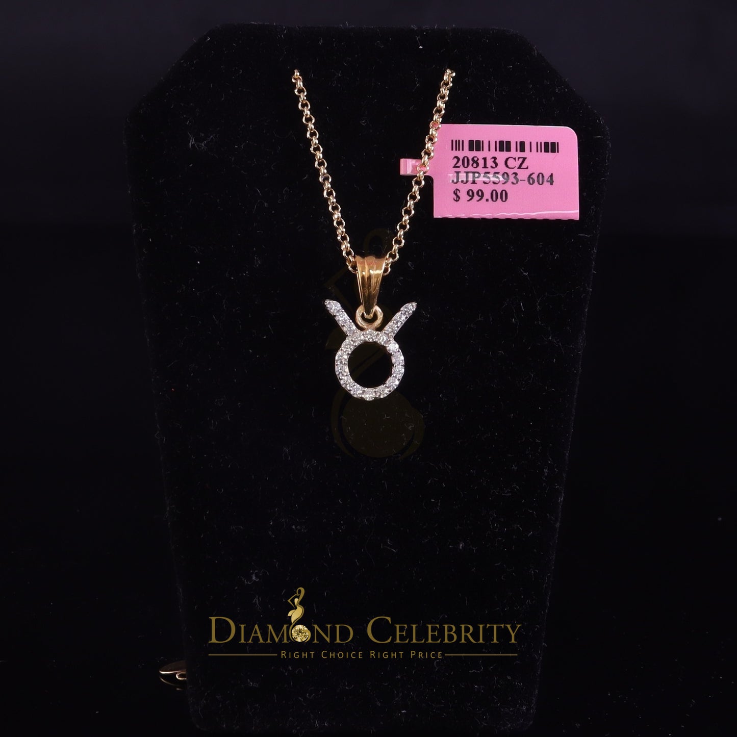 DiamondCelebritees 0.65ct Cubic Zirconia Silver Yellow TAURUS MAY Month Pendant for Men's & Women's