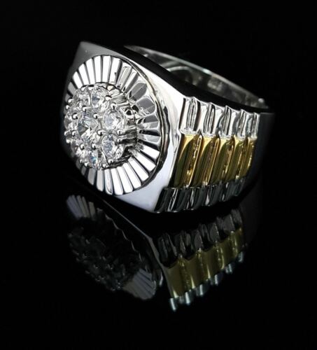 DiamondCelebritees Men's White Silver 1.80ct Round Cubic Zirconia Adjustable Ring From SZ 9 to 11