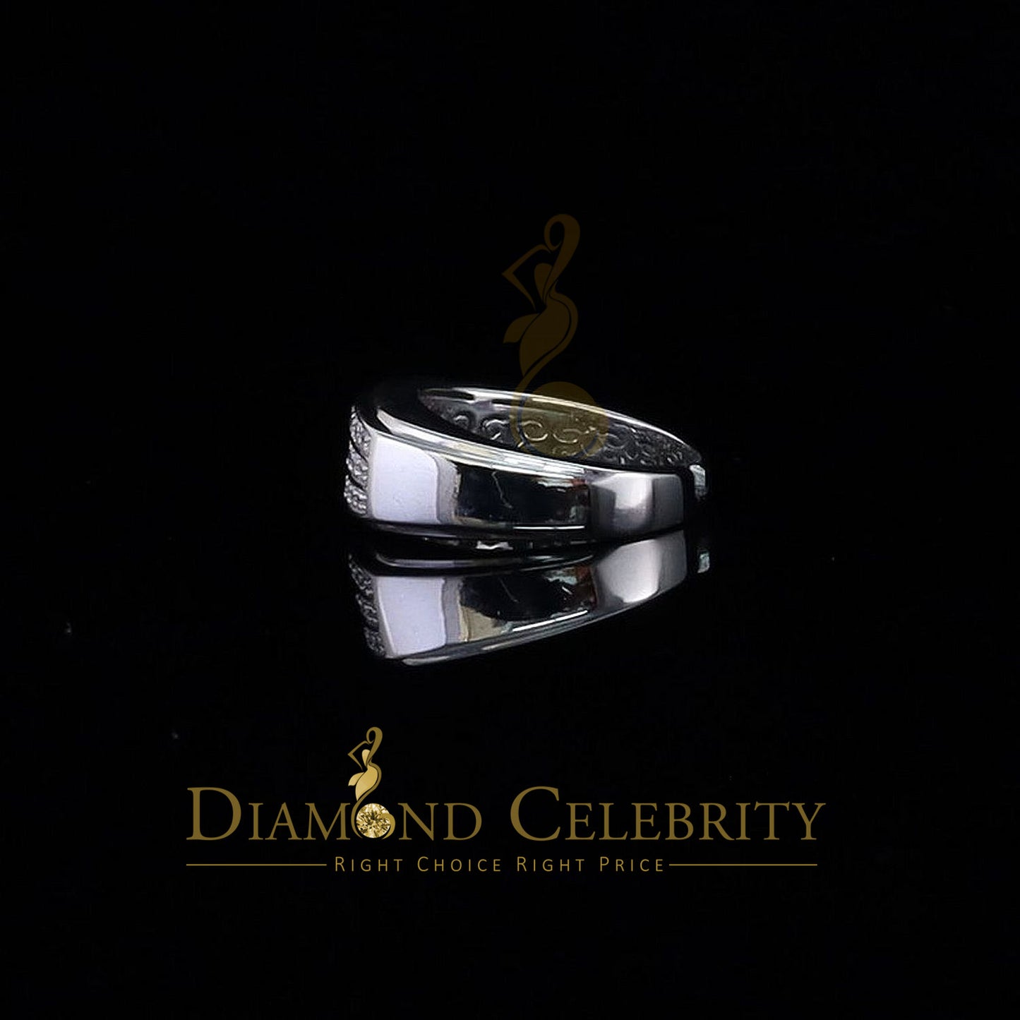 DiamondCelebritees Diamond Celebrity 925 White Sterling Silver 27 Cubic Zirconia Men's Ring Size 8