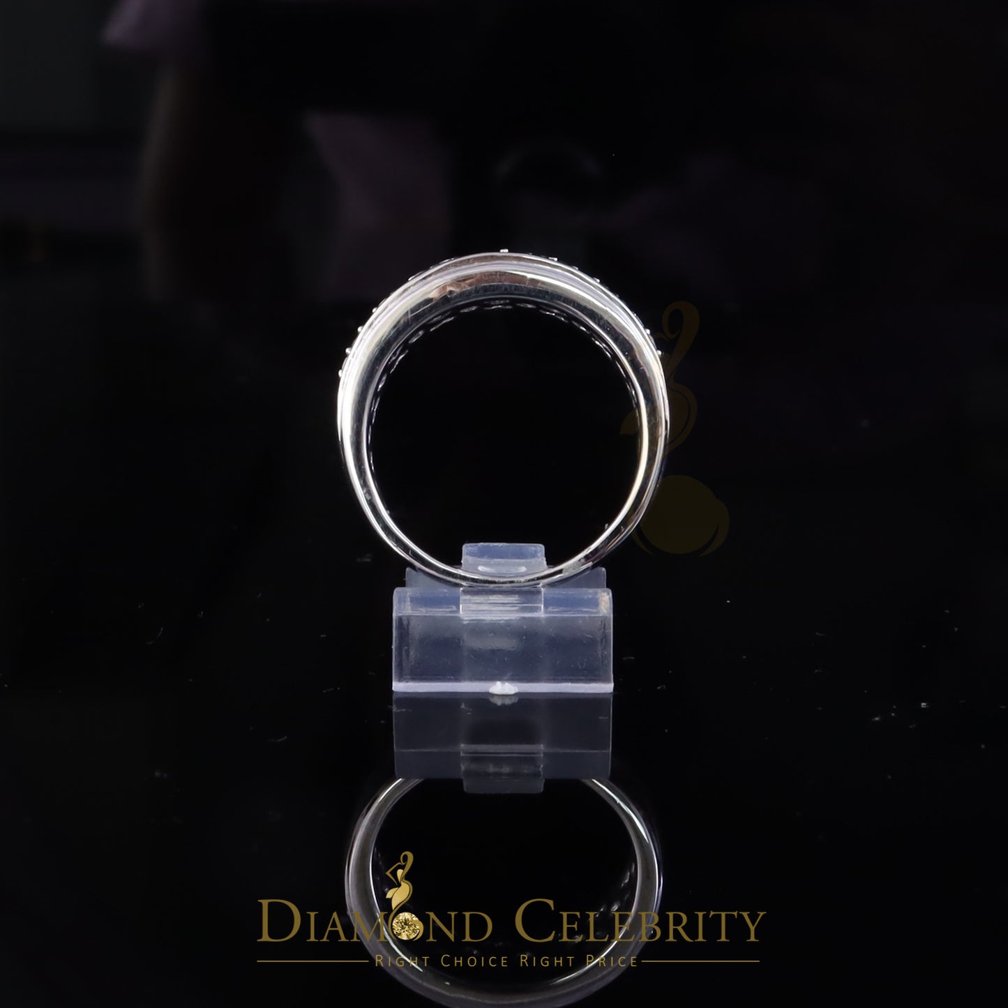 DiamondCelebritees White Silver Round Cubic Zirconia 1.25ct Men Adjustable Ring From SZ 10 to 12