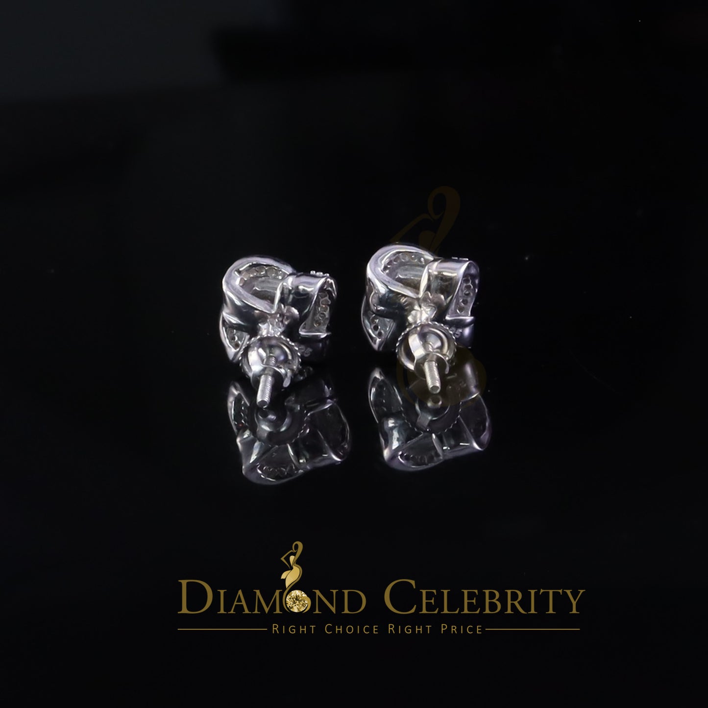 Diamondcelebritees New Men's/Womens 925 White Silver 0.50ct VVS D Moissanite Knot Stud Earrings