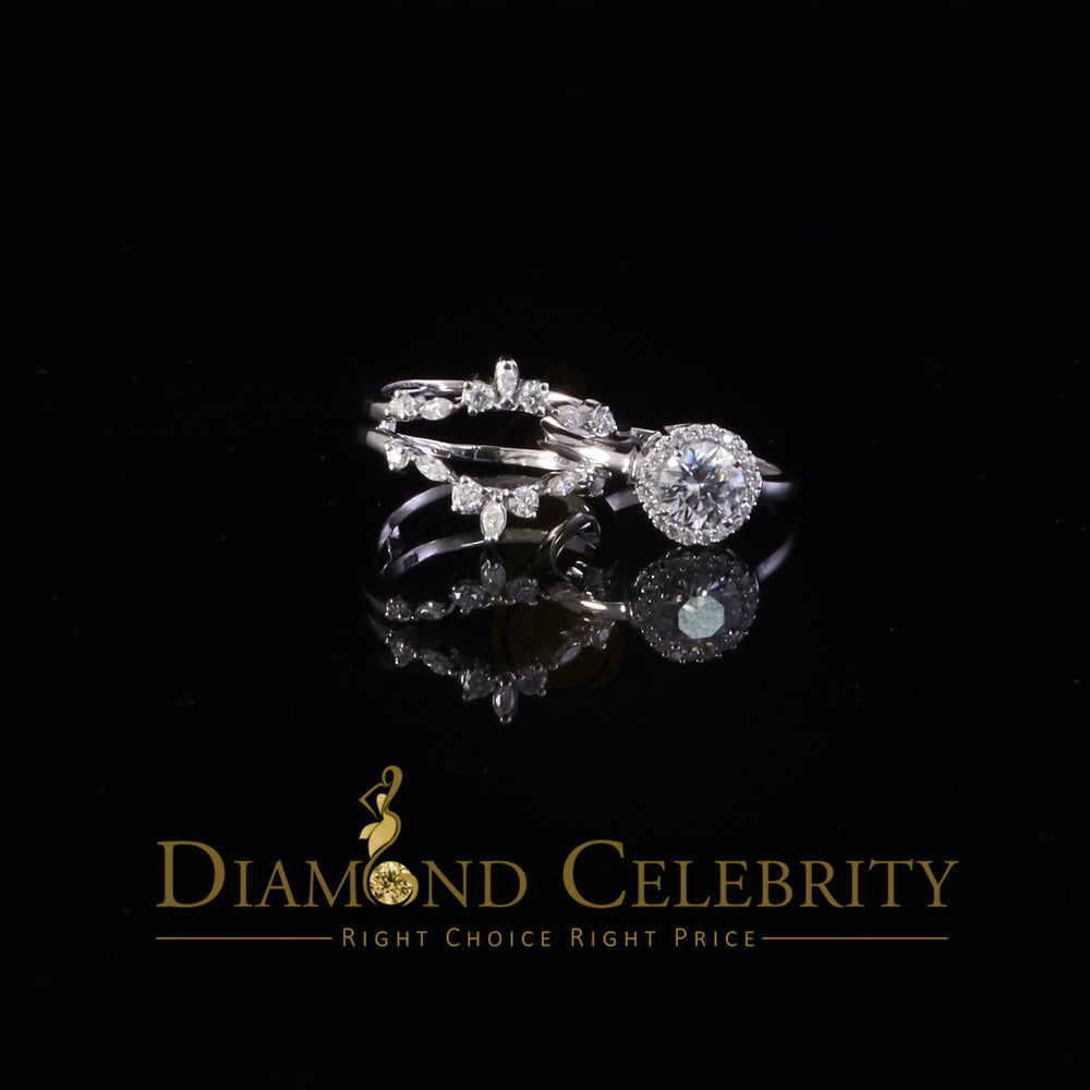 DiamondCelebritees 925 White Silver Solitaire Enhancer 1.66ct Moissanite Guard Wrap Ring Insert SZ7