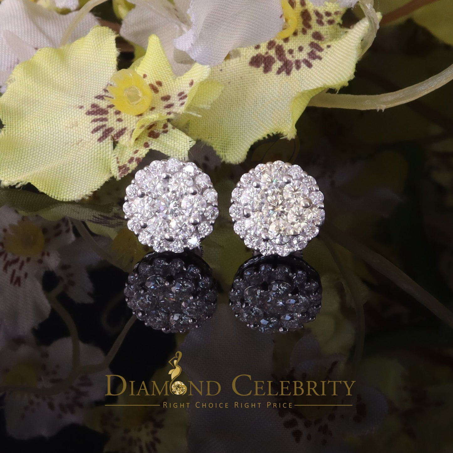 Diamondcelebritees Men's/Womens 925 Silver White 2.00ct VVS 'D' Moissanite Round Stone Earrings