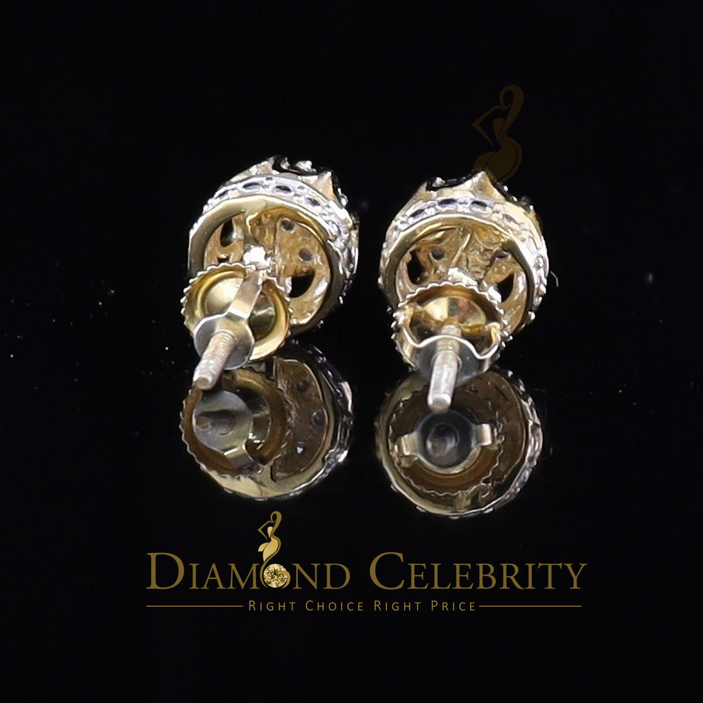 DiamondCelebritees 925 Sterling Silver Yellow 0.05ct Diamond For Men's & Women's Floral Earrings