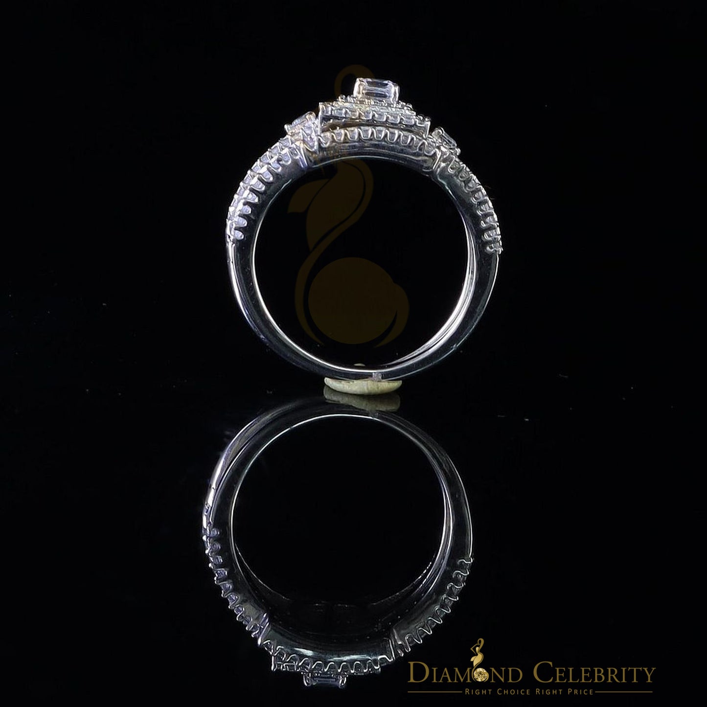 DiamondCelebritees 2.44ct Cubic Zirconia Sterling White Silver Square Bridal Womens Ring Size 7