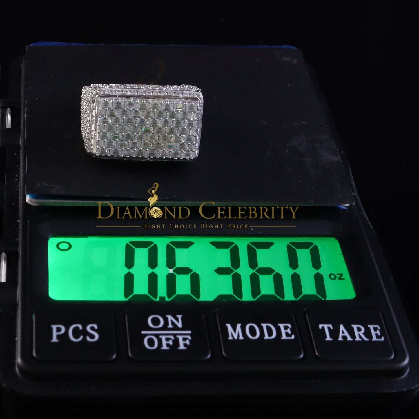 DiamondCelebritees Rectangle Rings Size 10 for Men's 925 White Silver 6.50ct VVS 'D' Moissanite