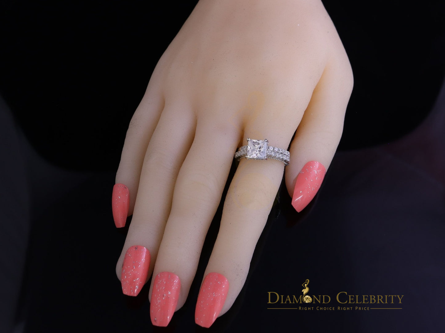 DiamondCelebritees 4.30ct White Cubic Zirconia 925 Sterling Silver Bridal Fashion Womens Ring SZ 7