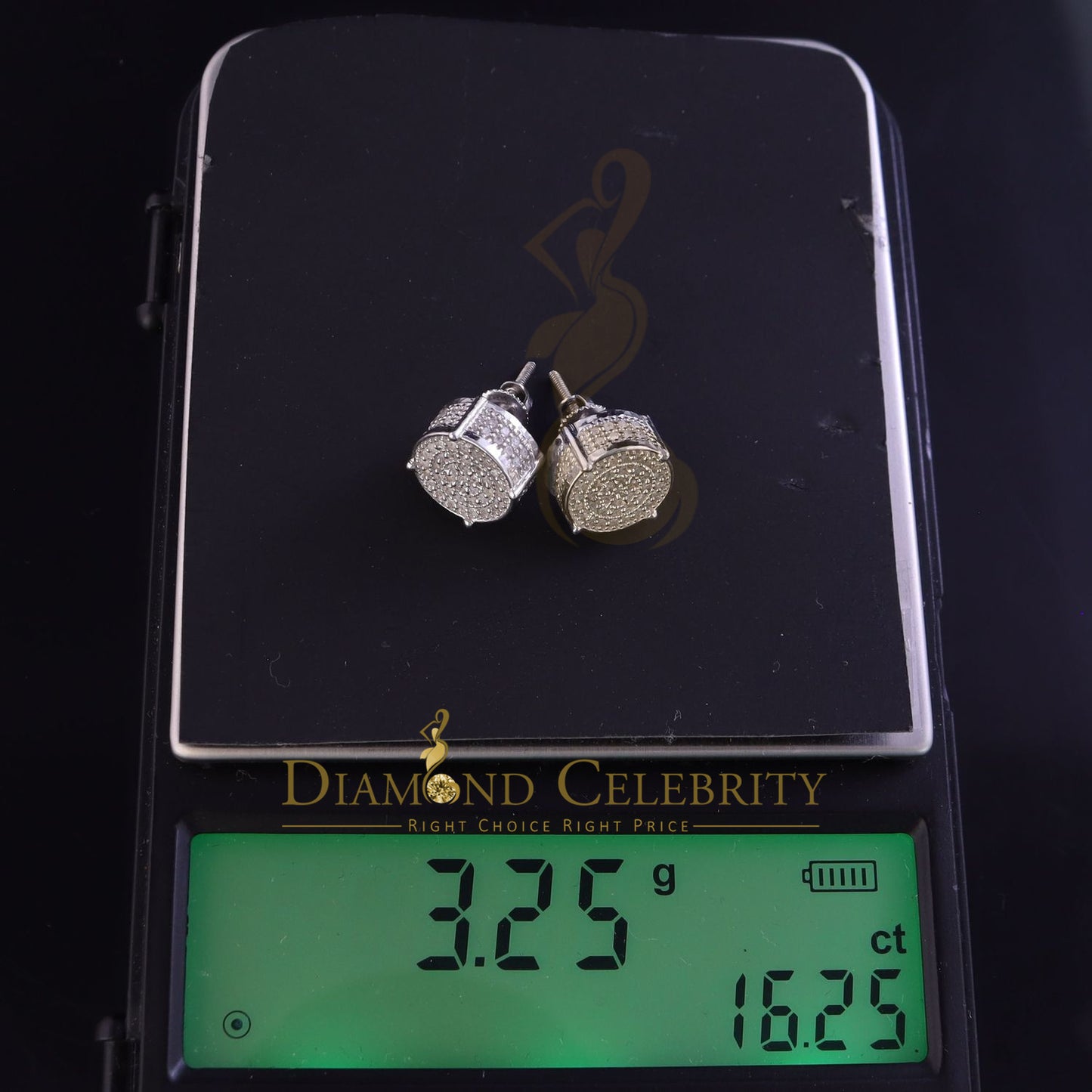 DiamondCelebritees 925 Sterling Silver White Hip Hop 0.40ct Diamond Men's/ Women's Stud Earrings