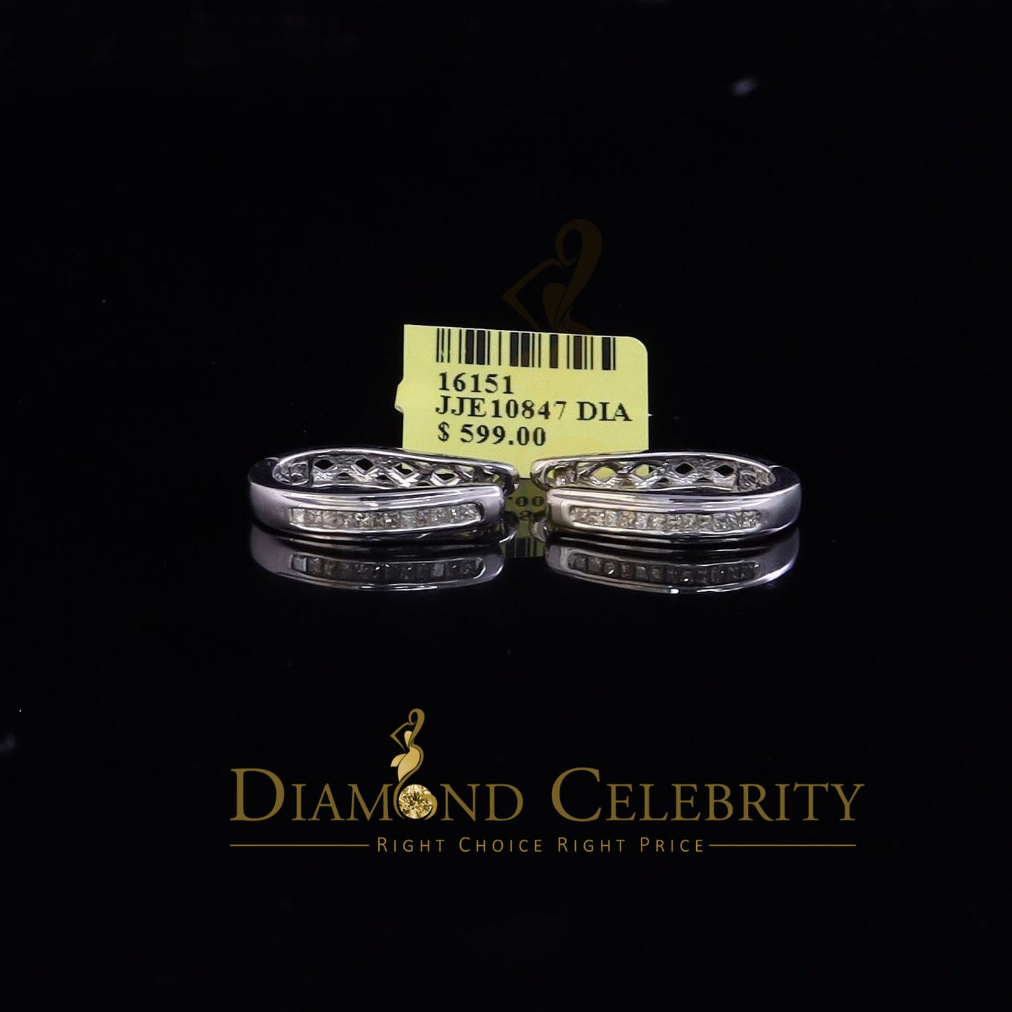 DiamondCelebritees 0.33ct Diamond 925 Sterling Silver White Hoop Stud Earrings For Men's / Women's