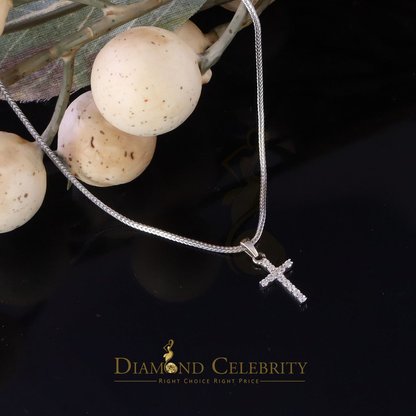 DiamondCelebritees Promise White CROSS Shape Pendant Sterling Silver 0.48ct Cubic Zirconia Stone