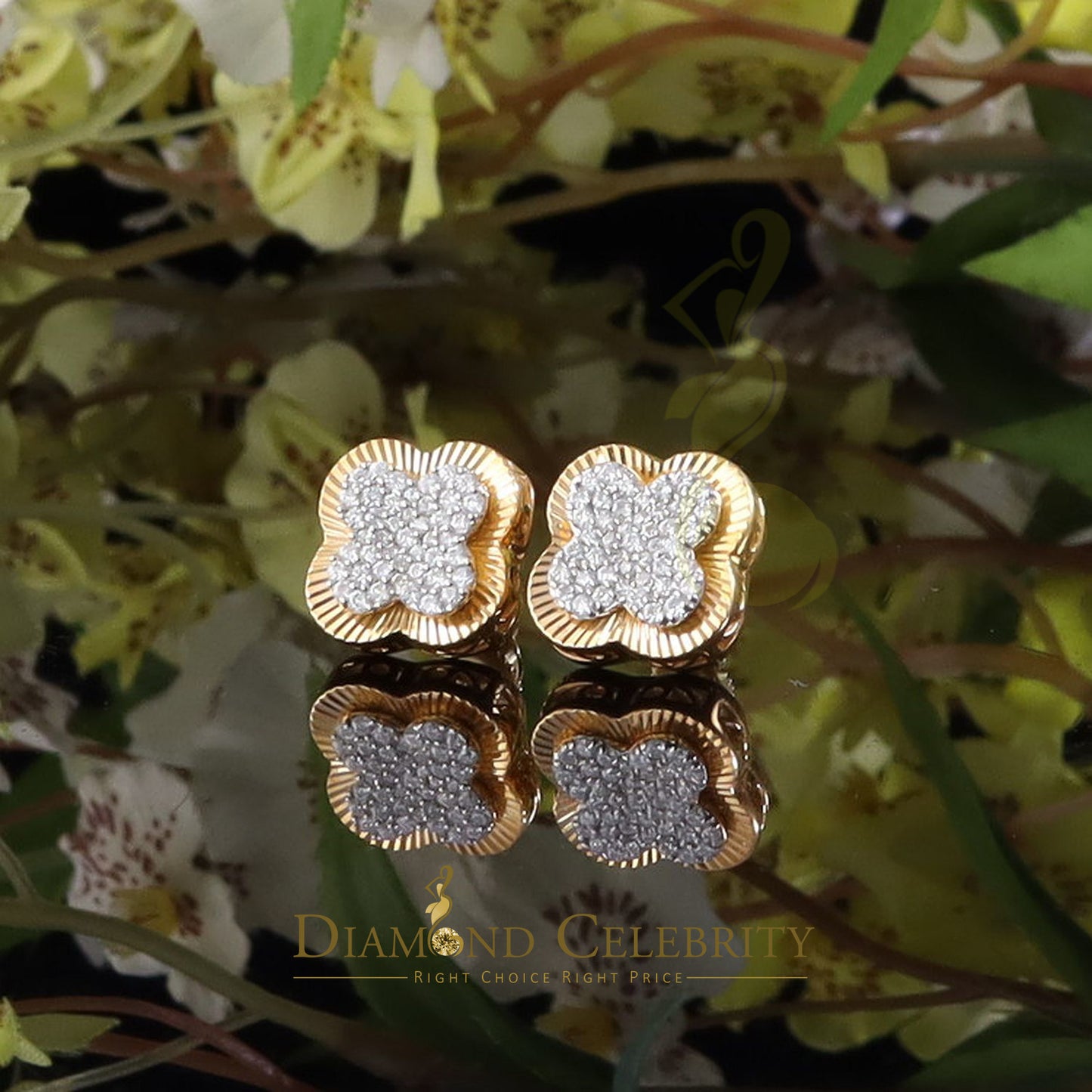 DiamondCelebritees 1.00 ct VVS 'D' Moissanite Mens/Womens 925 Silver Yellow Stud Earrings