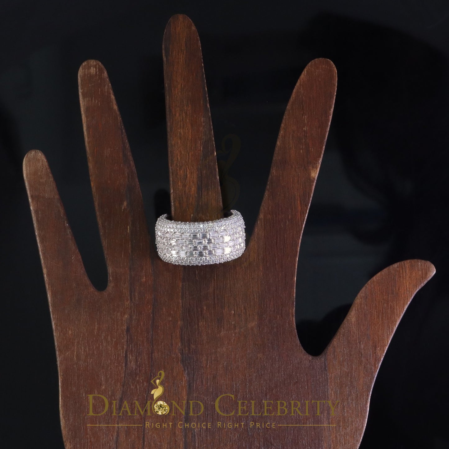 DiamondCelebritees Men's/Womens Silver White 6.00ct VVS 'D' Moissanite Baguette Stone Band Size 10