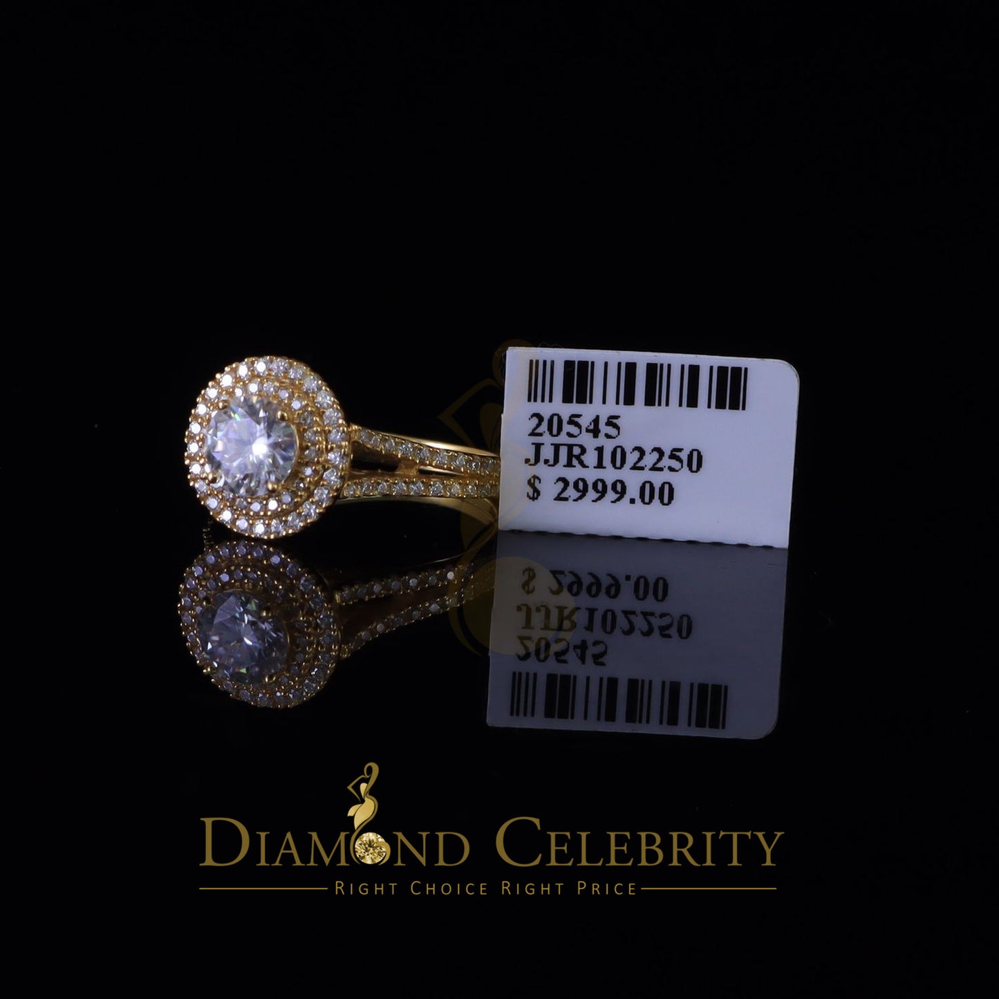 King Of Blings 10K Yellow Gold 2.00CT VVS/ D Color Round Solitaire Moissonite Womens Ring S/7