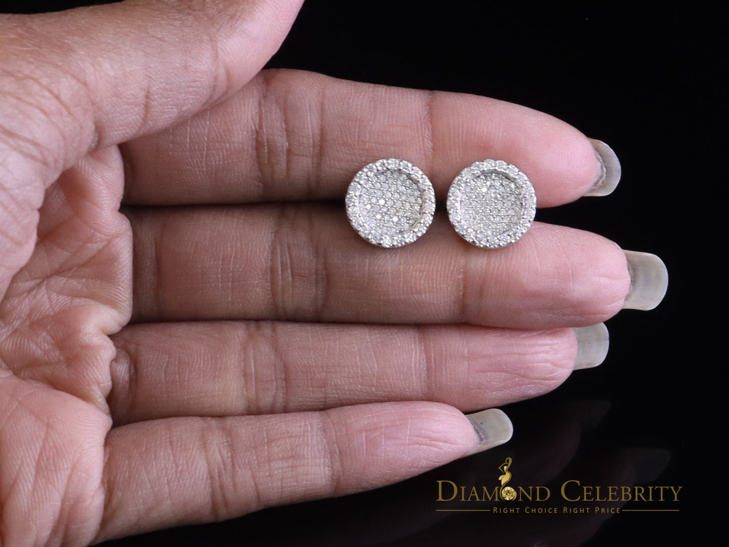 Diamondcelebritees 925 White Silver 1.00ct VVS 'D' Moissanite Round Stud Earring Men's/Womens
